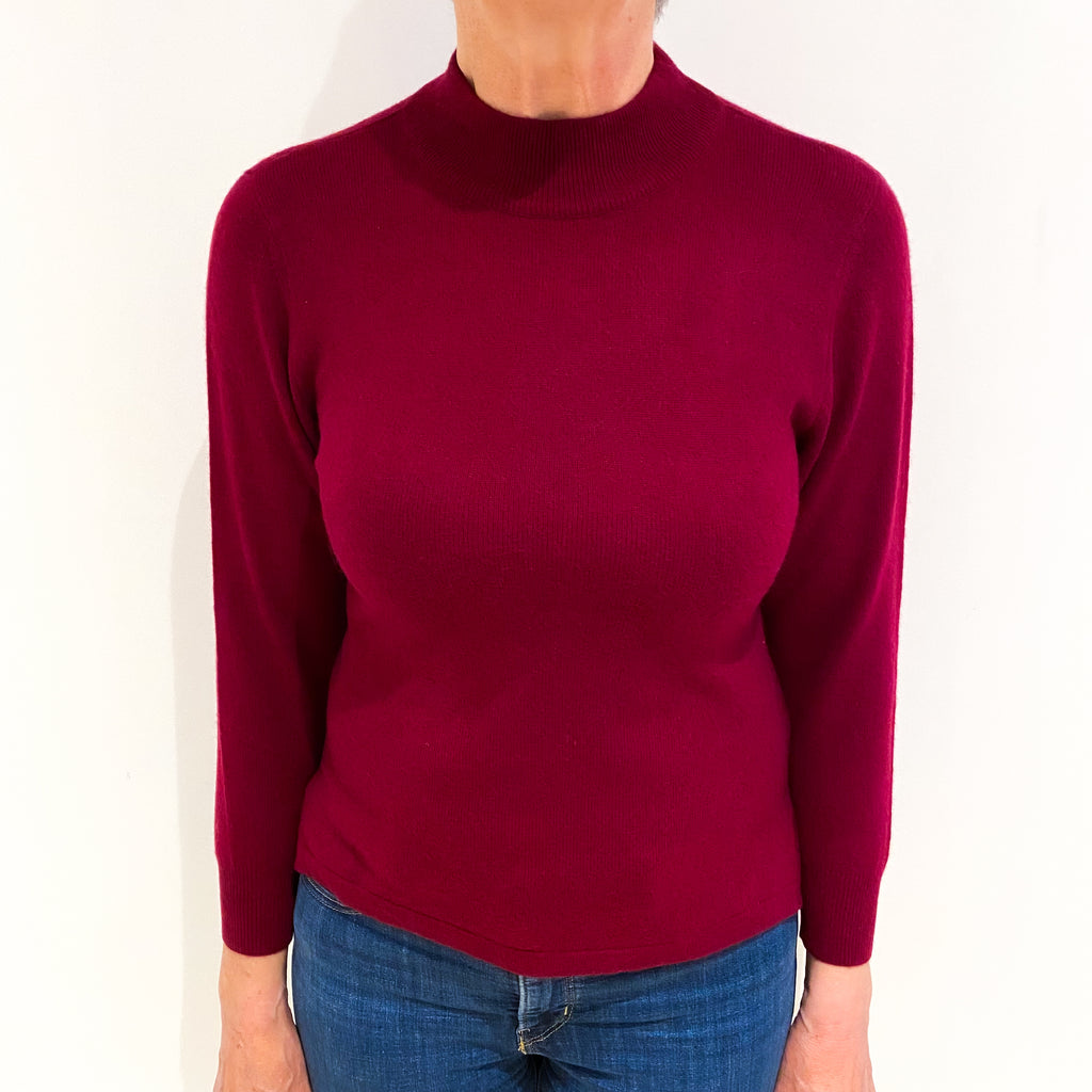 Garnet Red Cashmere Turtle Neck Jumper Medium