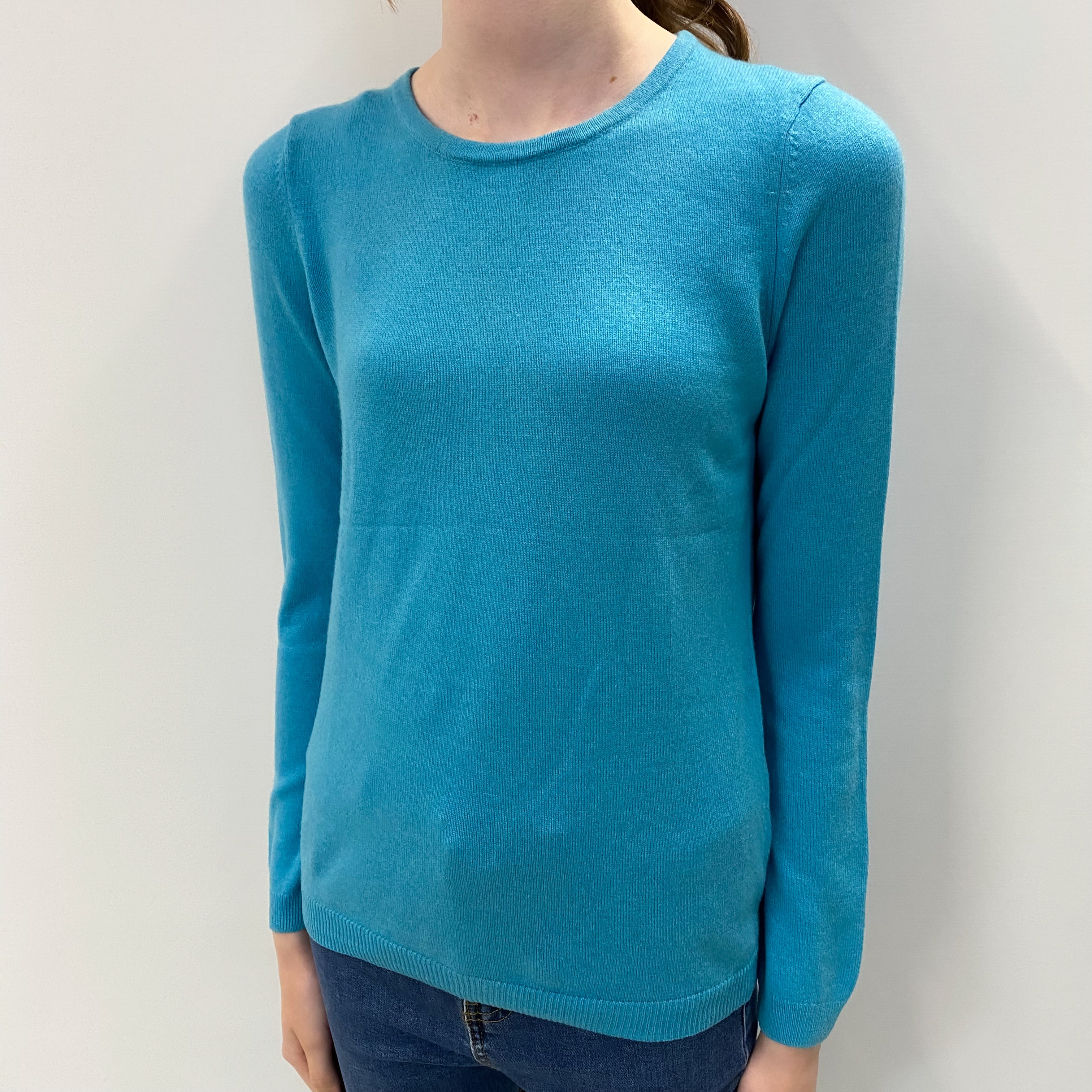 Mediterranean Blue Cashmere Crew Neck Jumper Extra Small