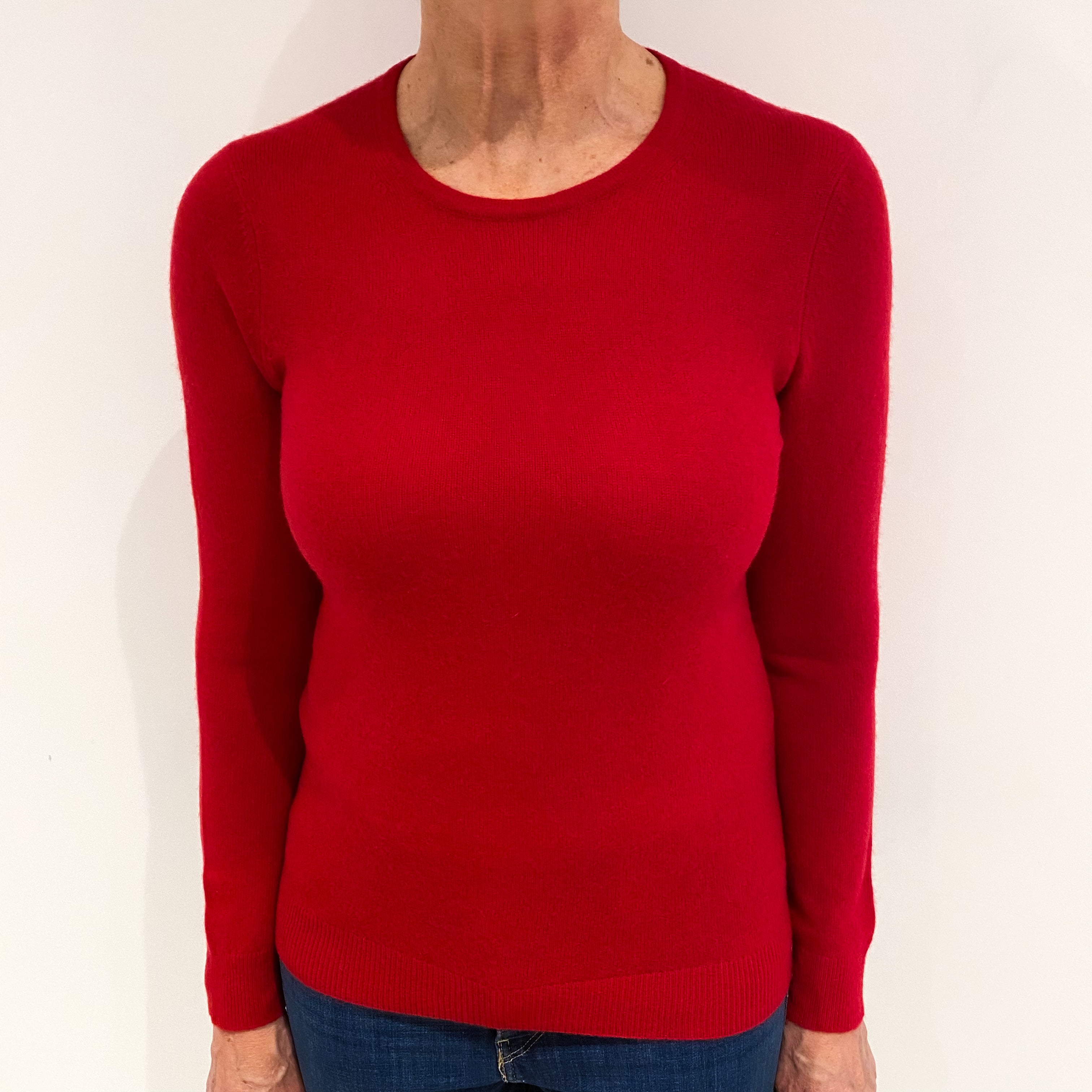 Post Box Red Cashmere Crew Neck Jumper Medium