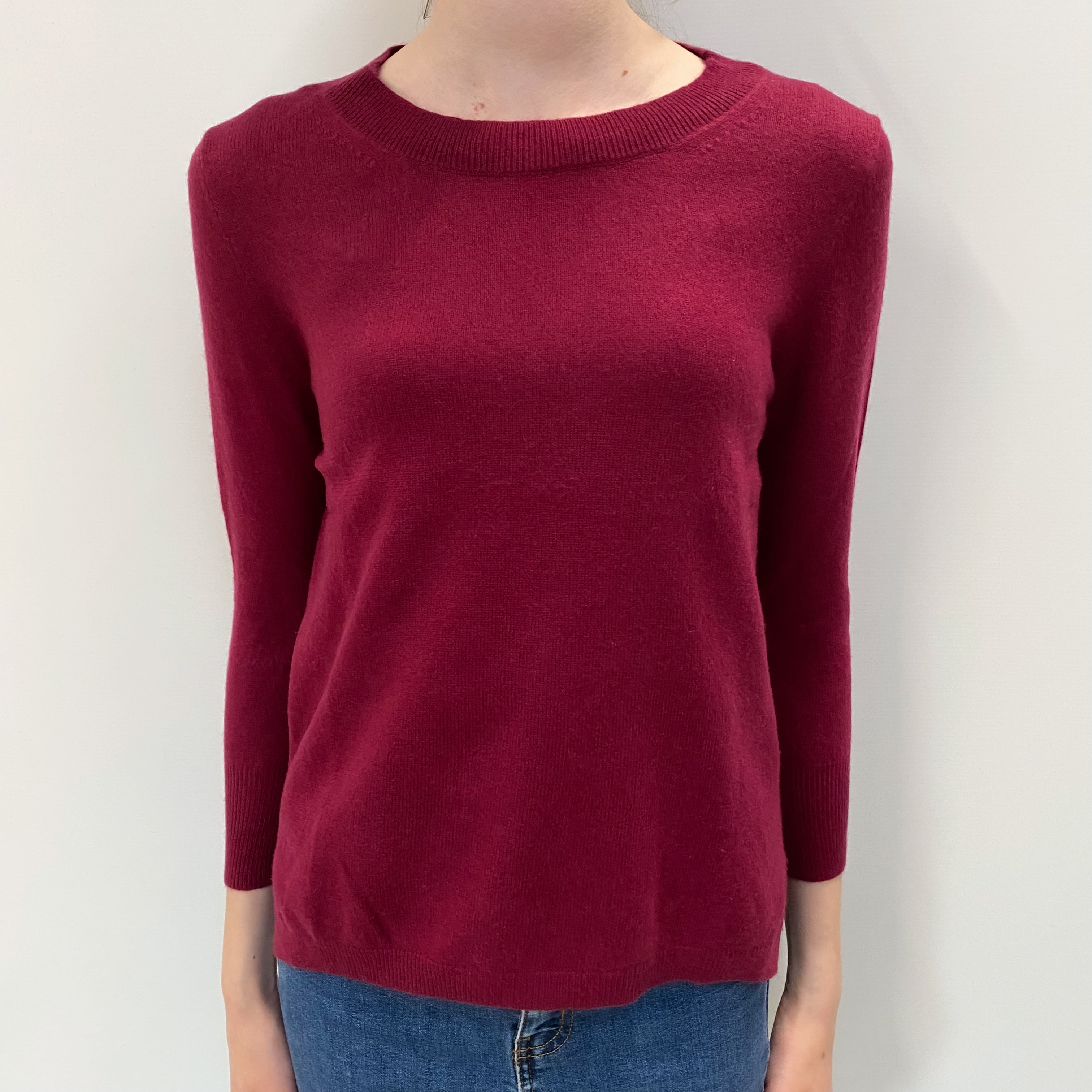 Wine Red Cashmere Crew Neck Jumper Extra Small