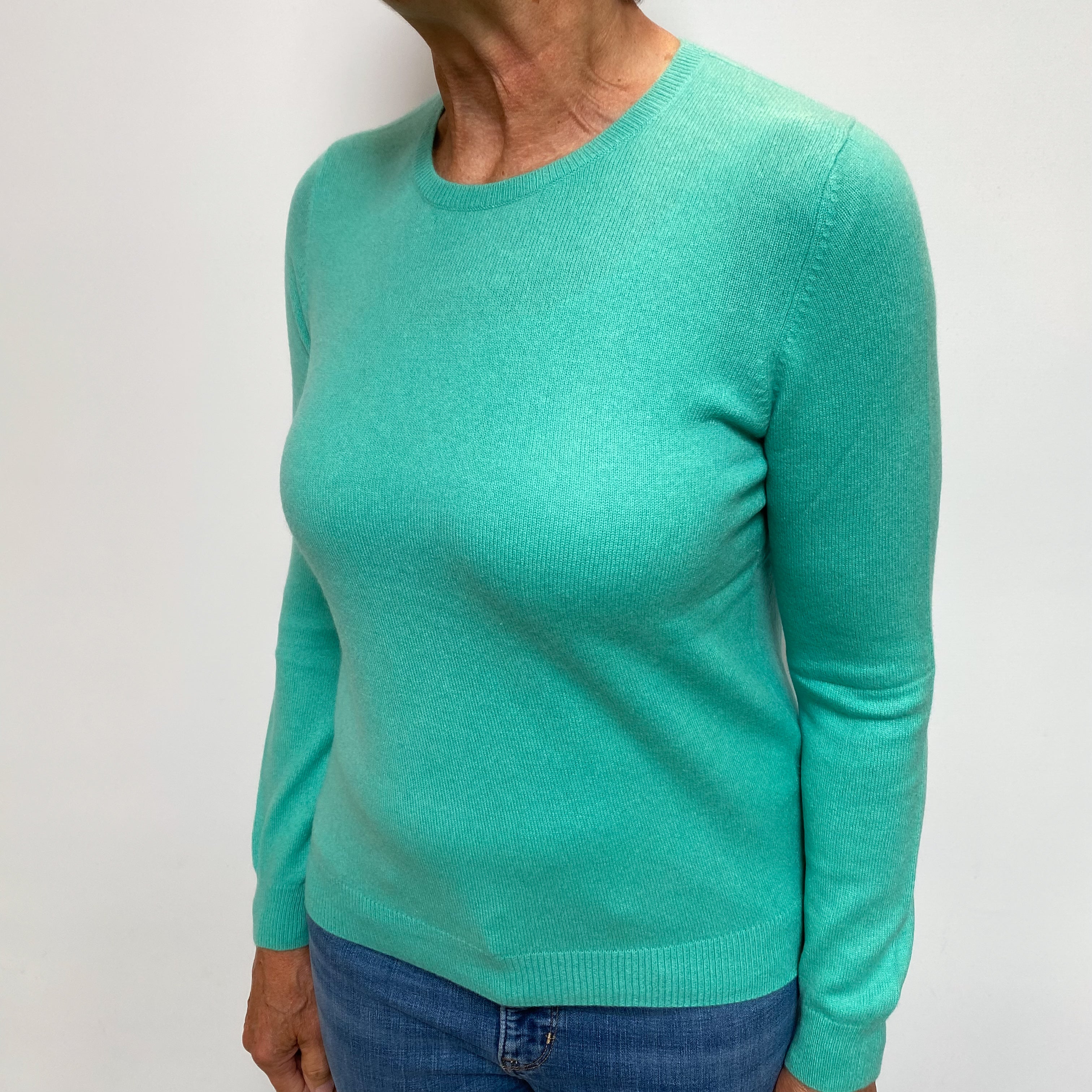 Deep Mint Green Cashmere Crew Neck Jumper Medium