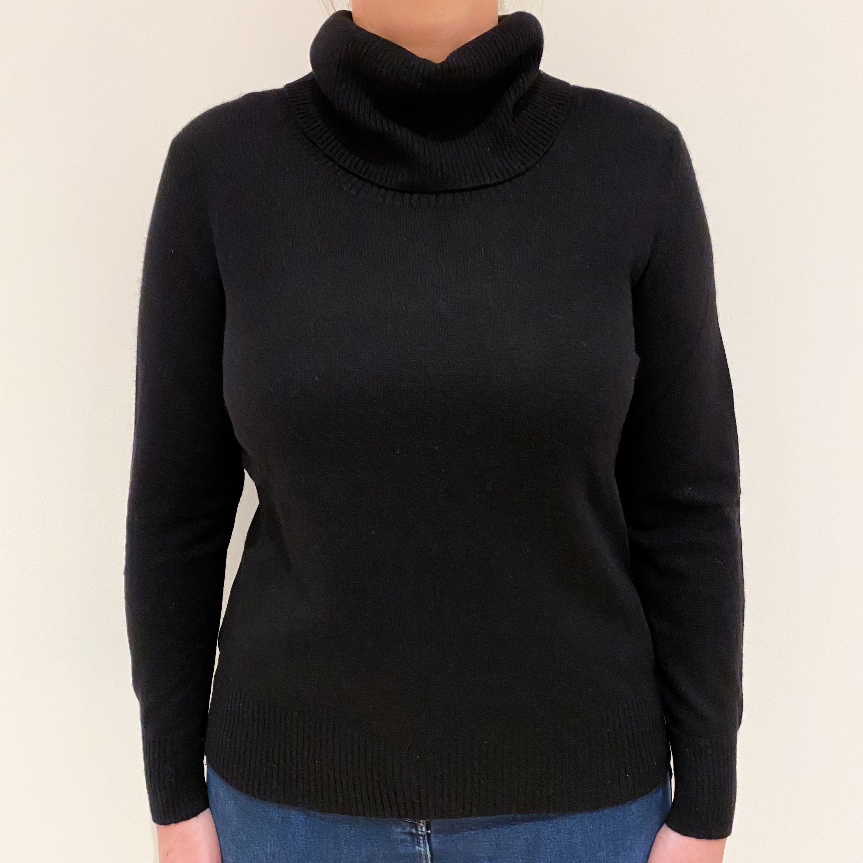 Black Cashmere Cowl Neck Jumper Large