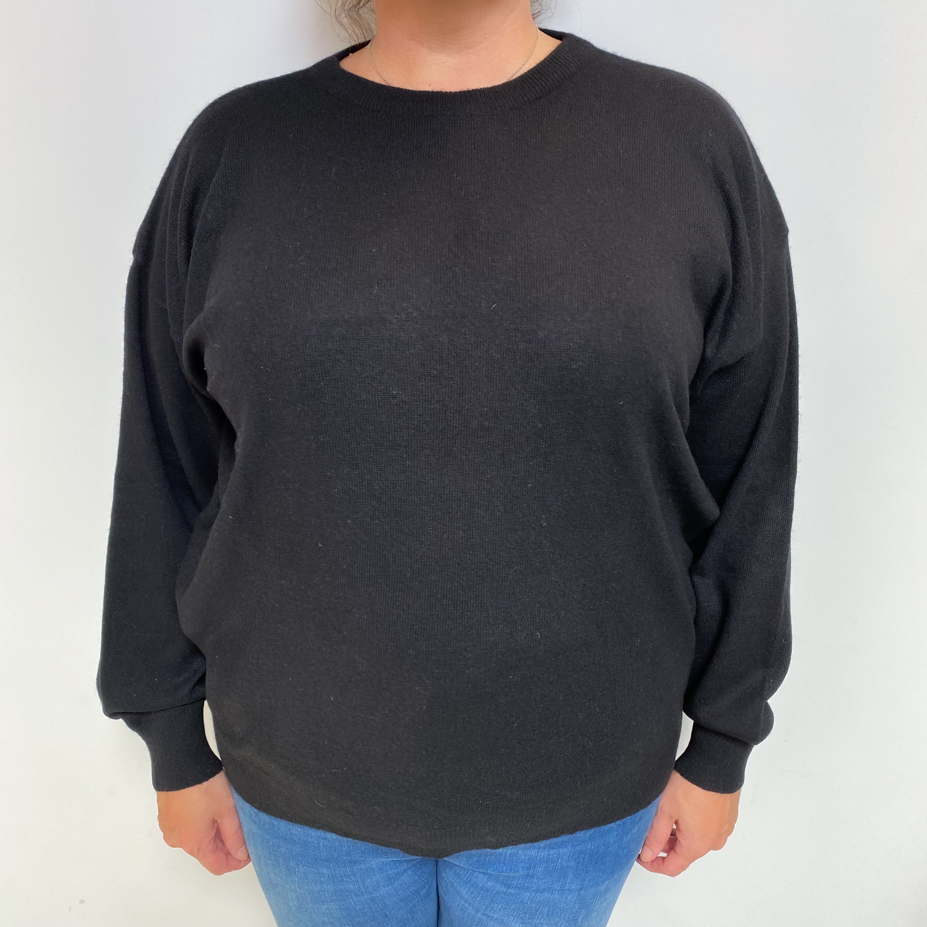 Black Cashmere Crew Neck Jumper Extra Large