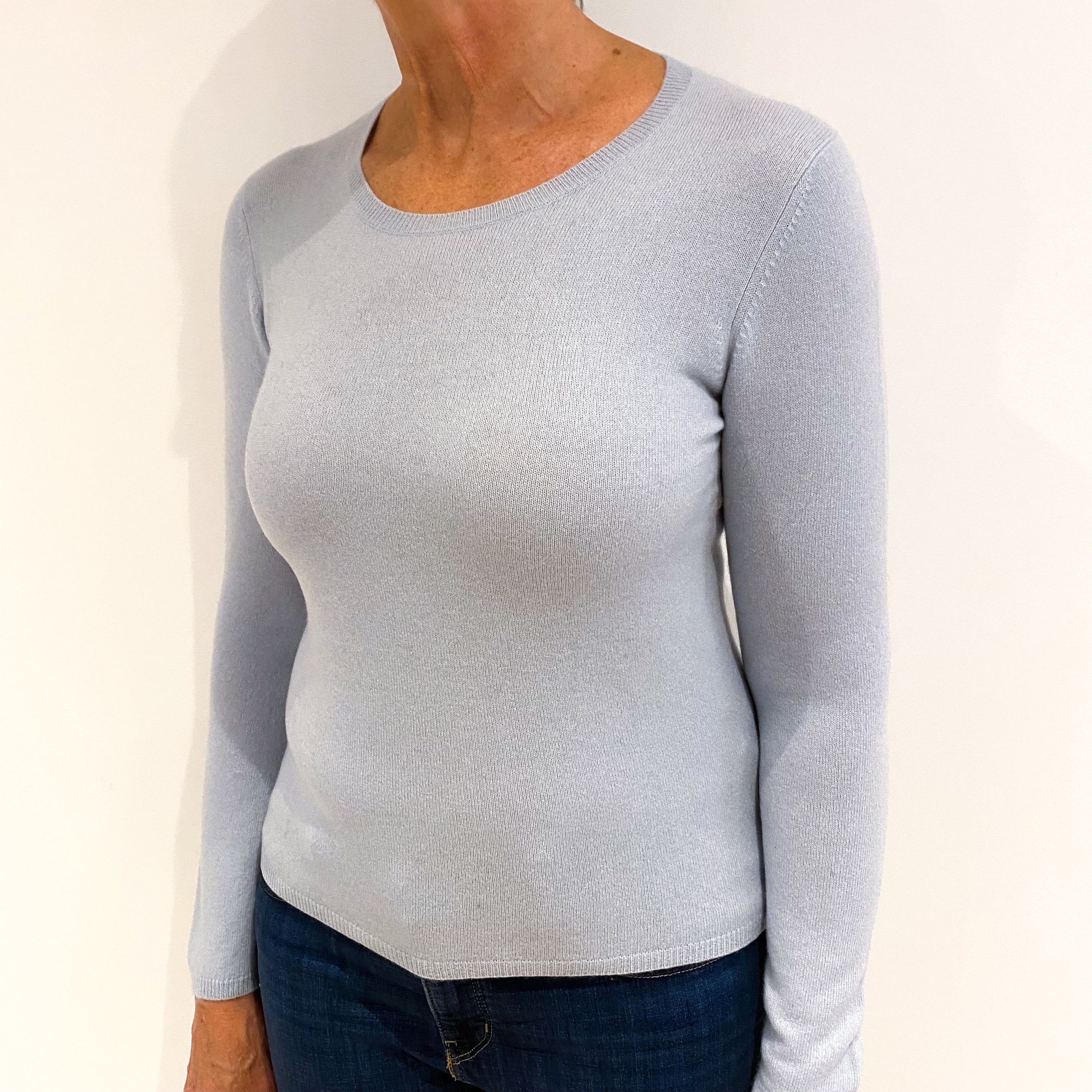 Ice Blue Cashmere Crew Neck Jumper Medium