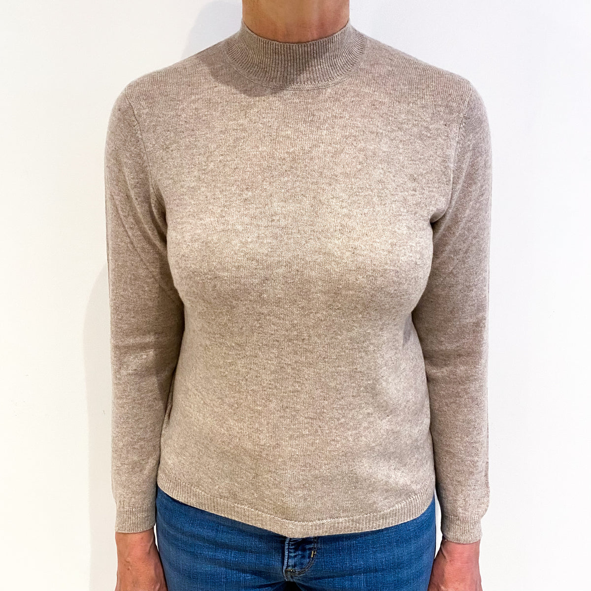 Biscuit Brown Cashmere Turtle Neck Jumper Medium