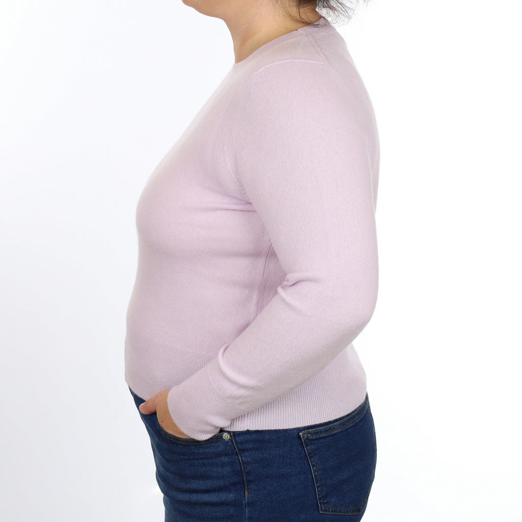 Pale Mauve Cashmere Crew Neck Jumper Large