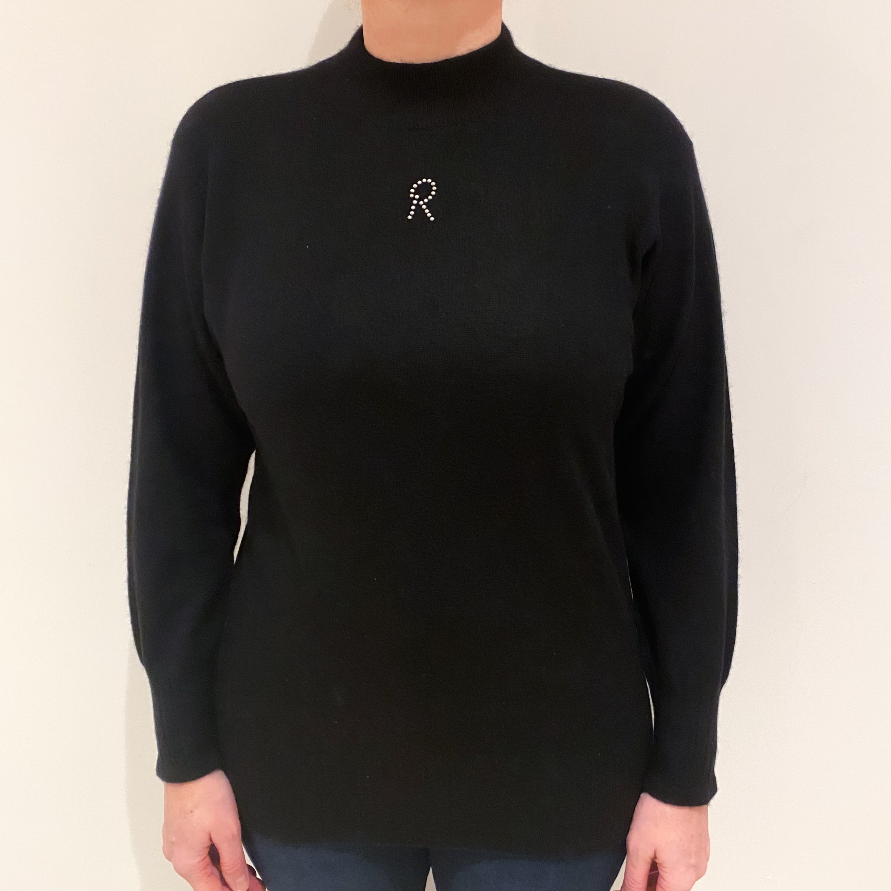 Black Cashmere Turtle Neck Jumper Large