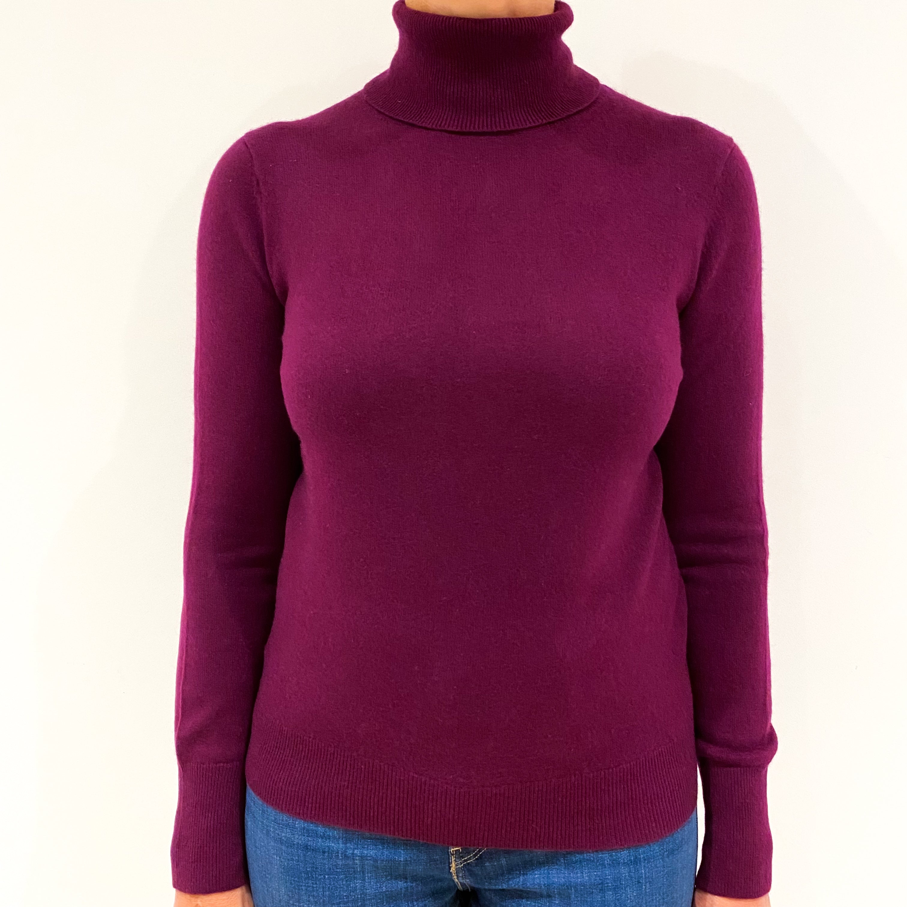 Mulberry Purple Cashmere Polo Neck Jumper Medium