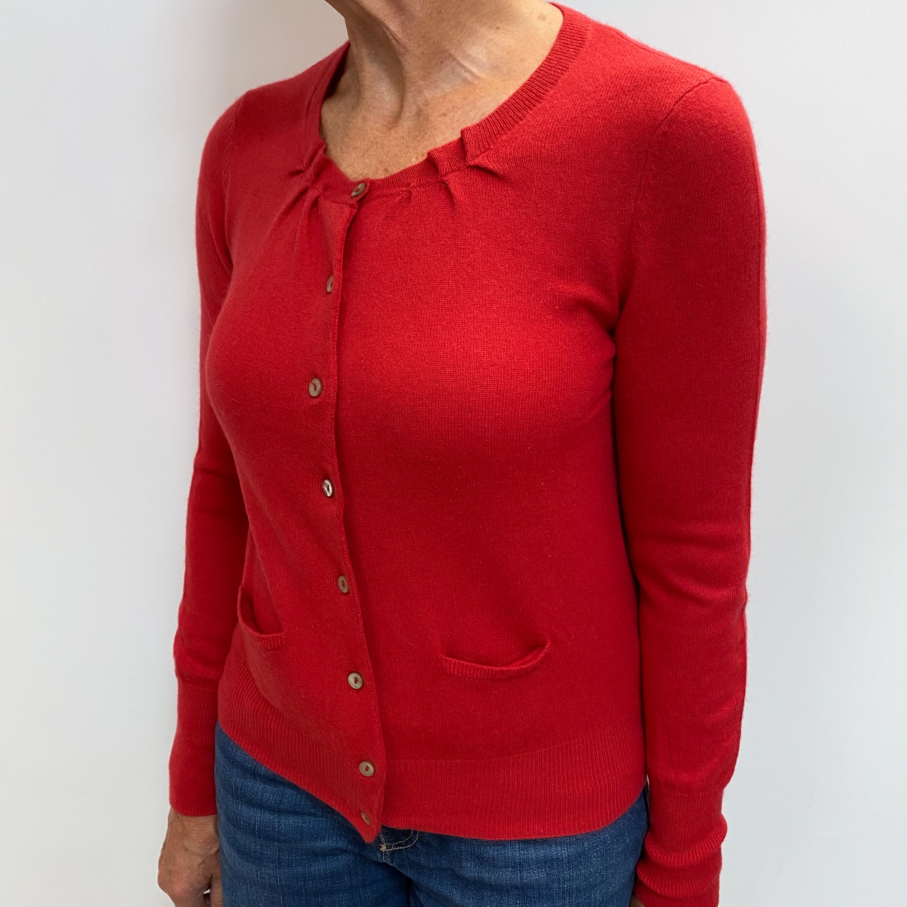 Berry Red Cashmere Crew Cardigan Medium