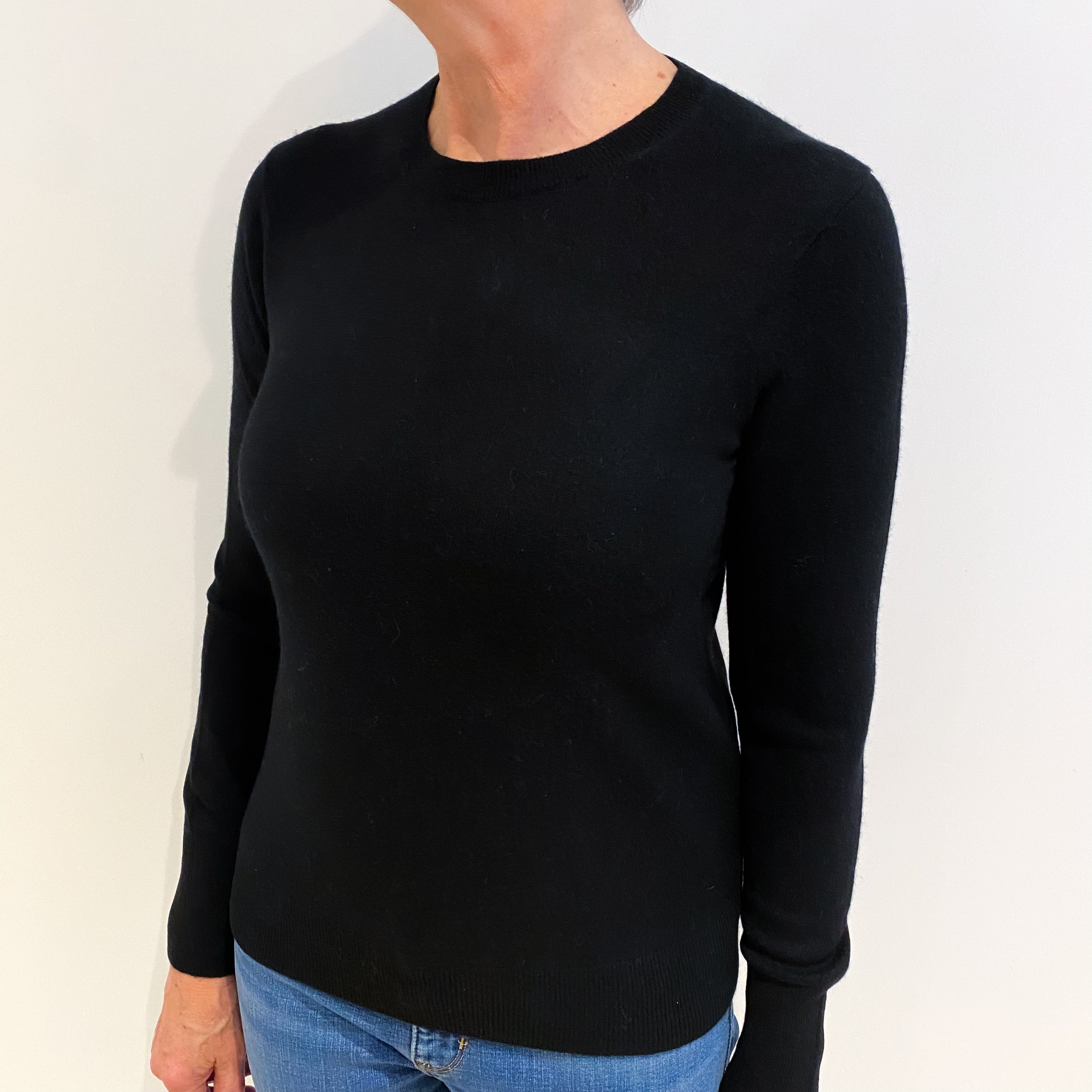 Black Cashmere Crew Neck Jumper Medium