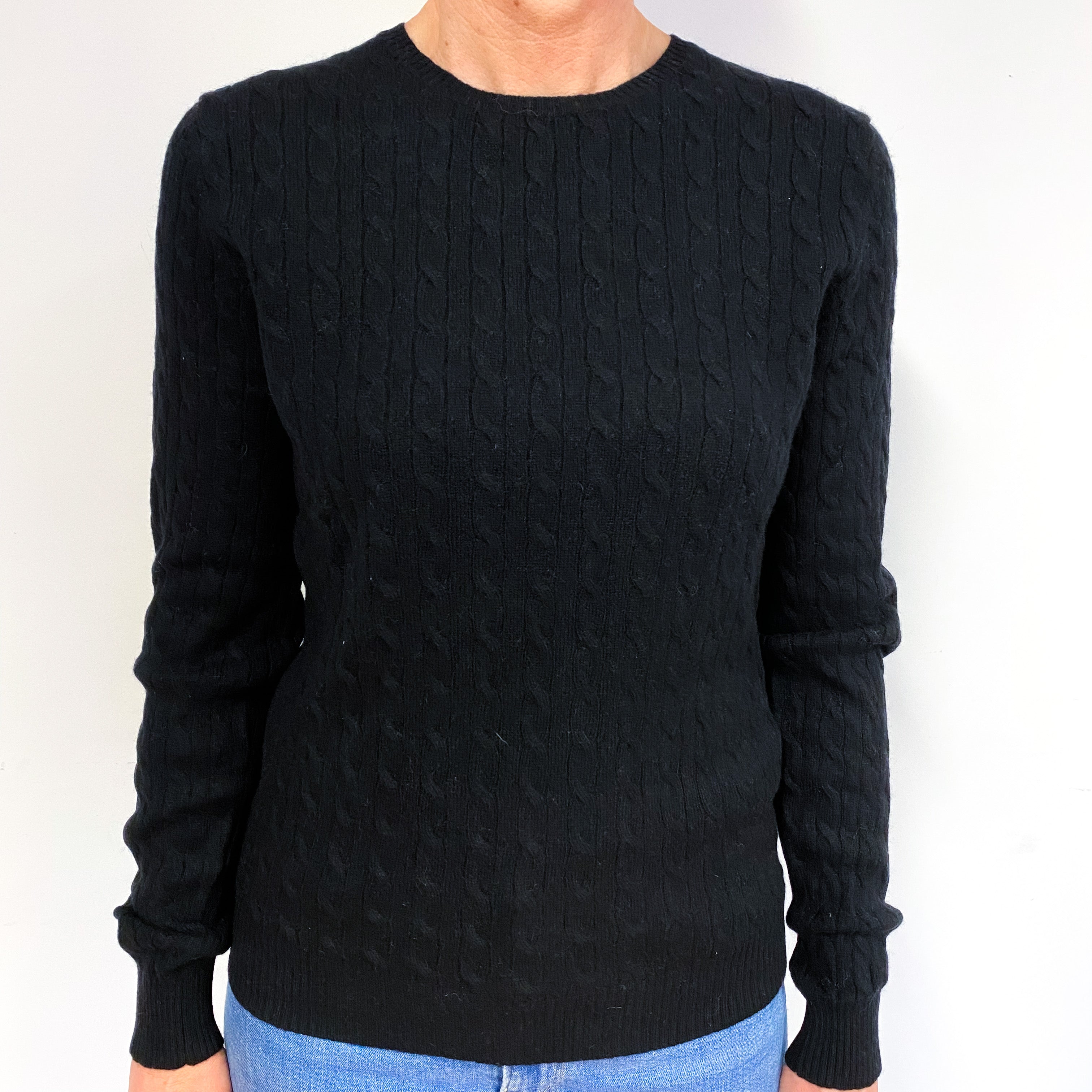 Black Cashmere Crew Neck Jumper Medium