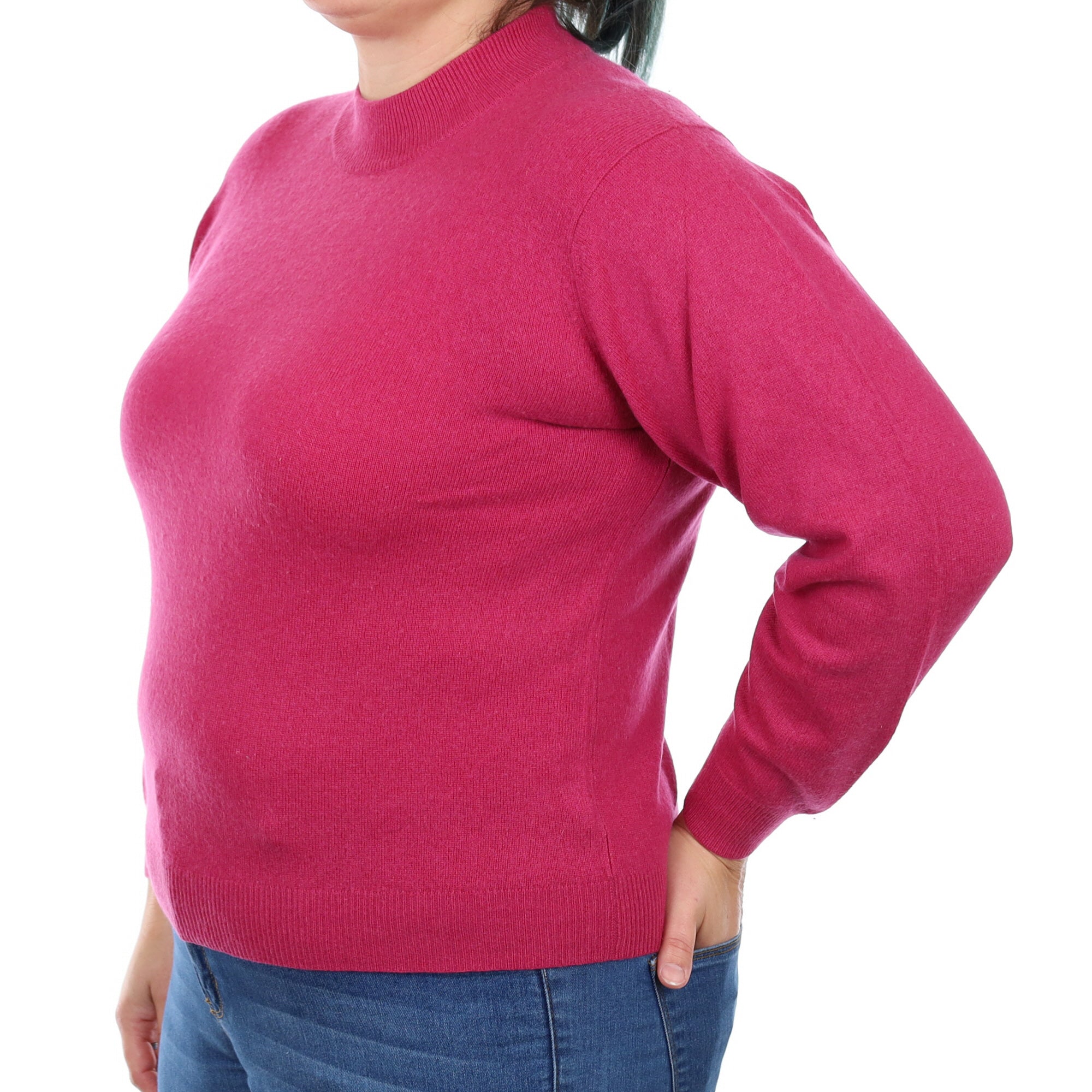 Raspberry Pink Cashmere Turtle Neck Jumper Large
