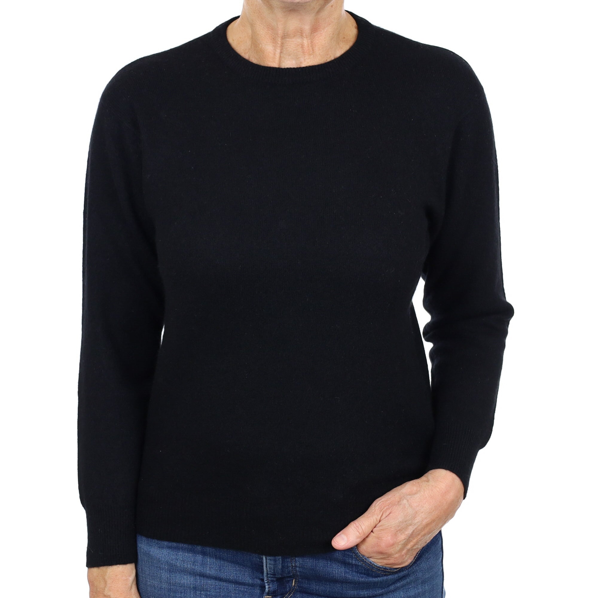 Black Cashmere Crew Neck Jumper Medium