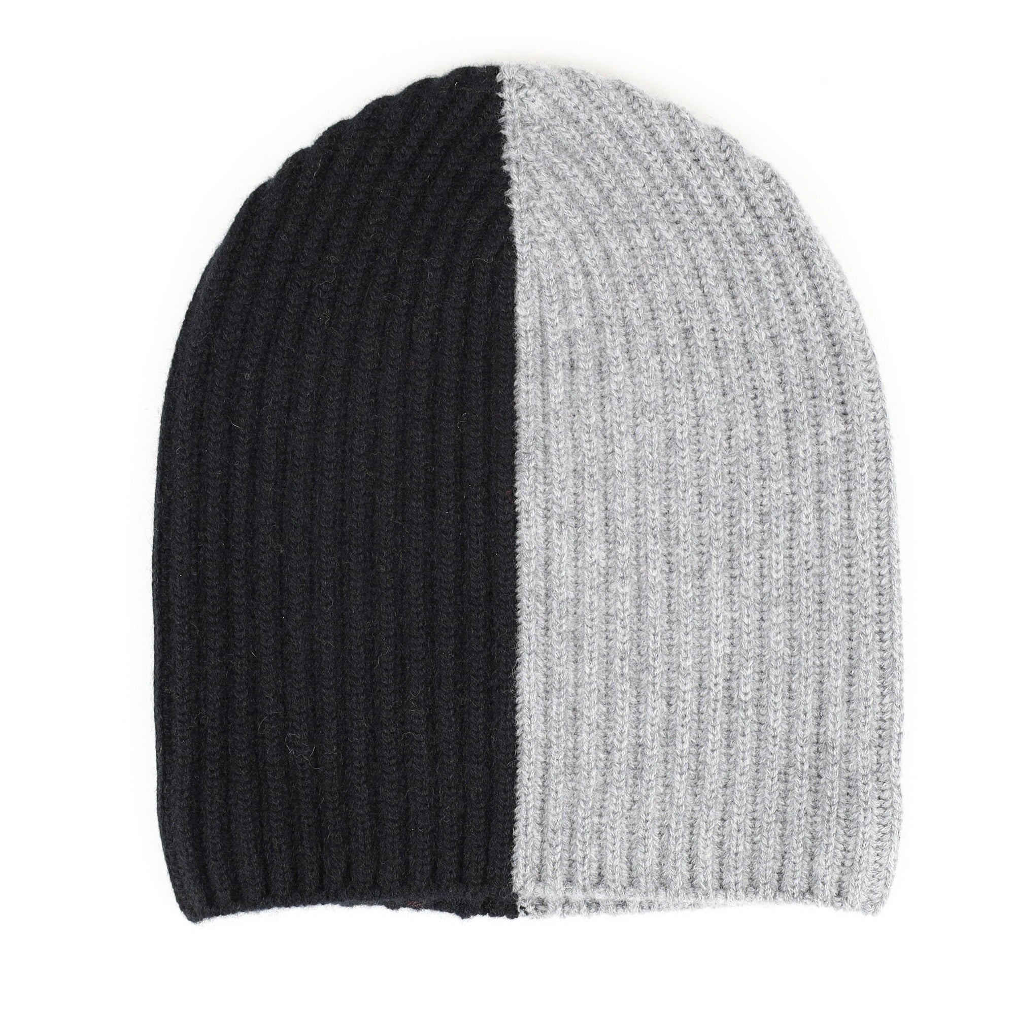 Scottish Black and Grey Luxury Chunky Cashmere Beanie Hat