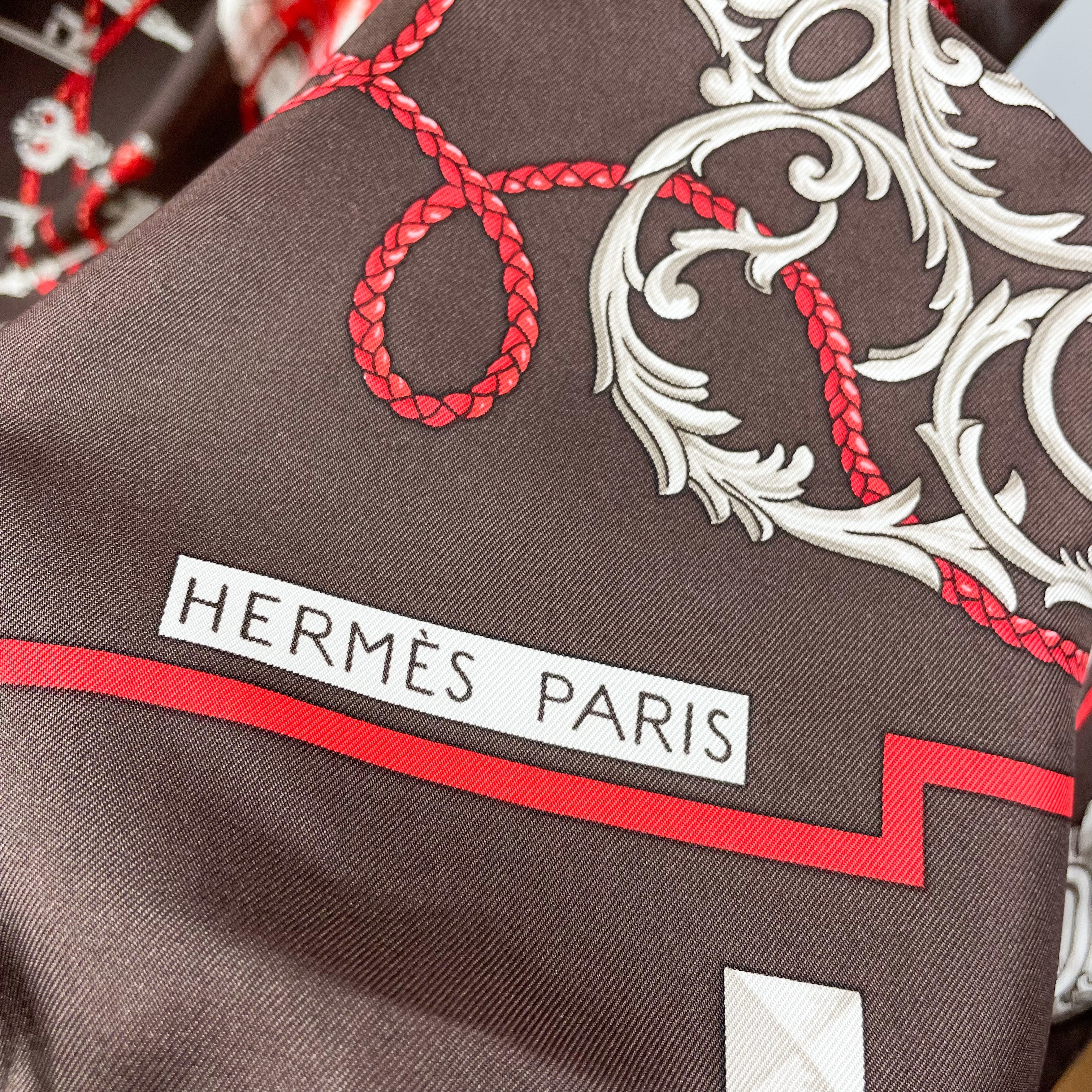 Boxed Hermes Les Clefs Designer Silk Scarf