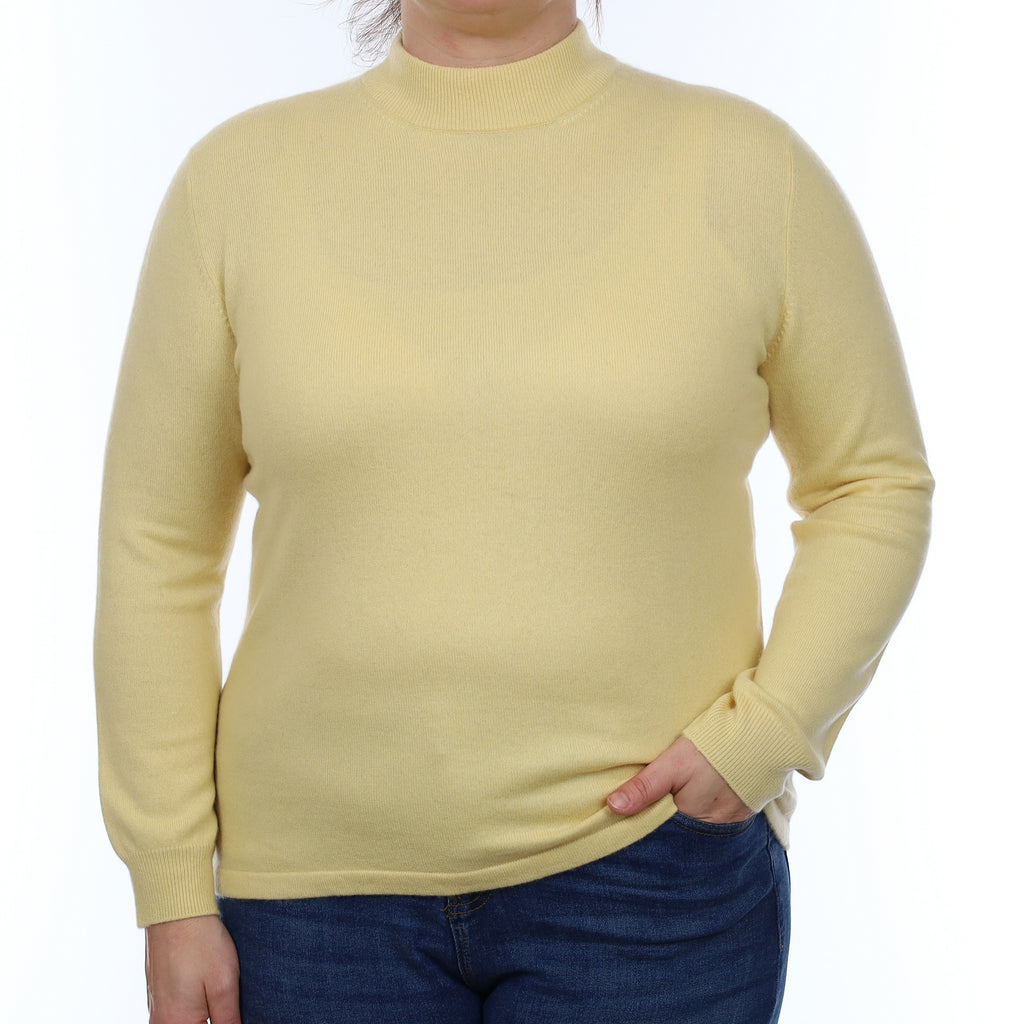 Custard Yellow Cashmere Turtle Neck Jumper Large
