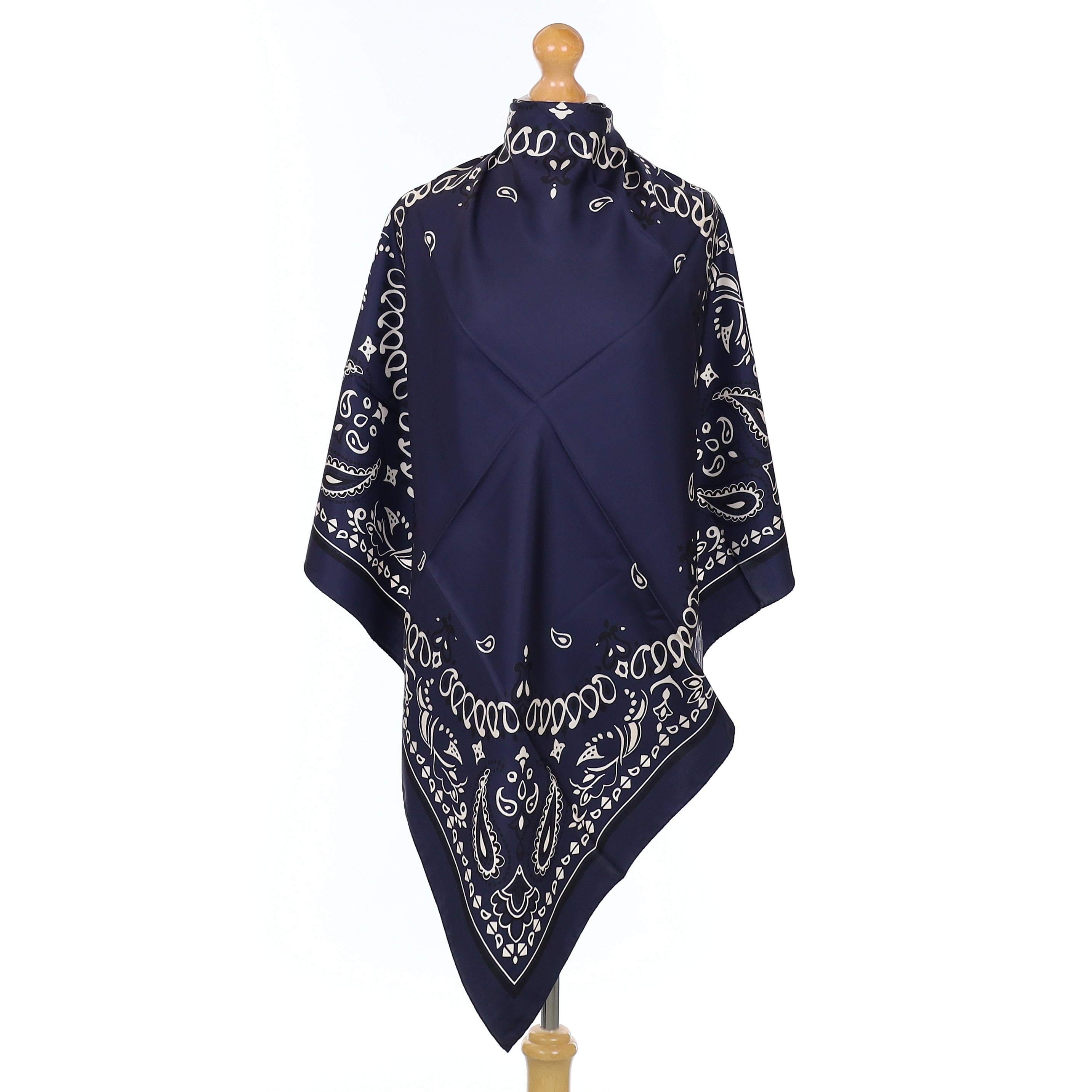 Brand New Italian Navy Bandana Style Silk Scarf
