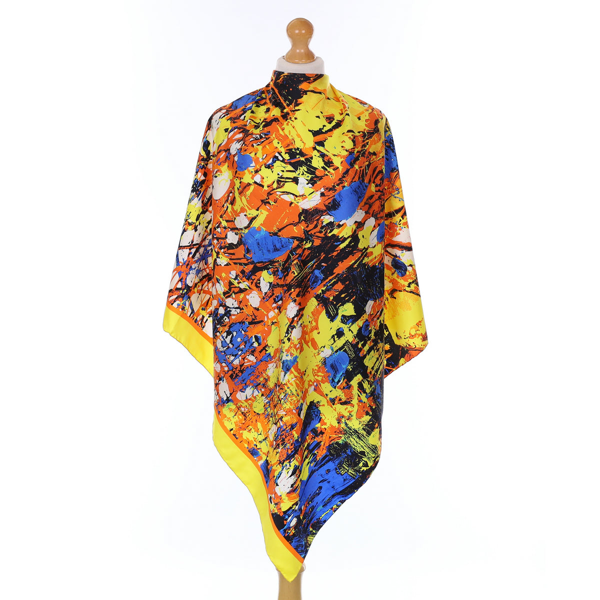 Yellow Abstract Designer Silk Scarf