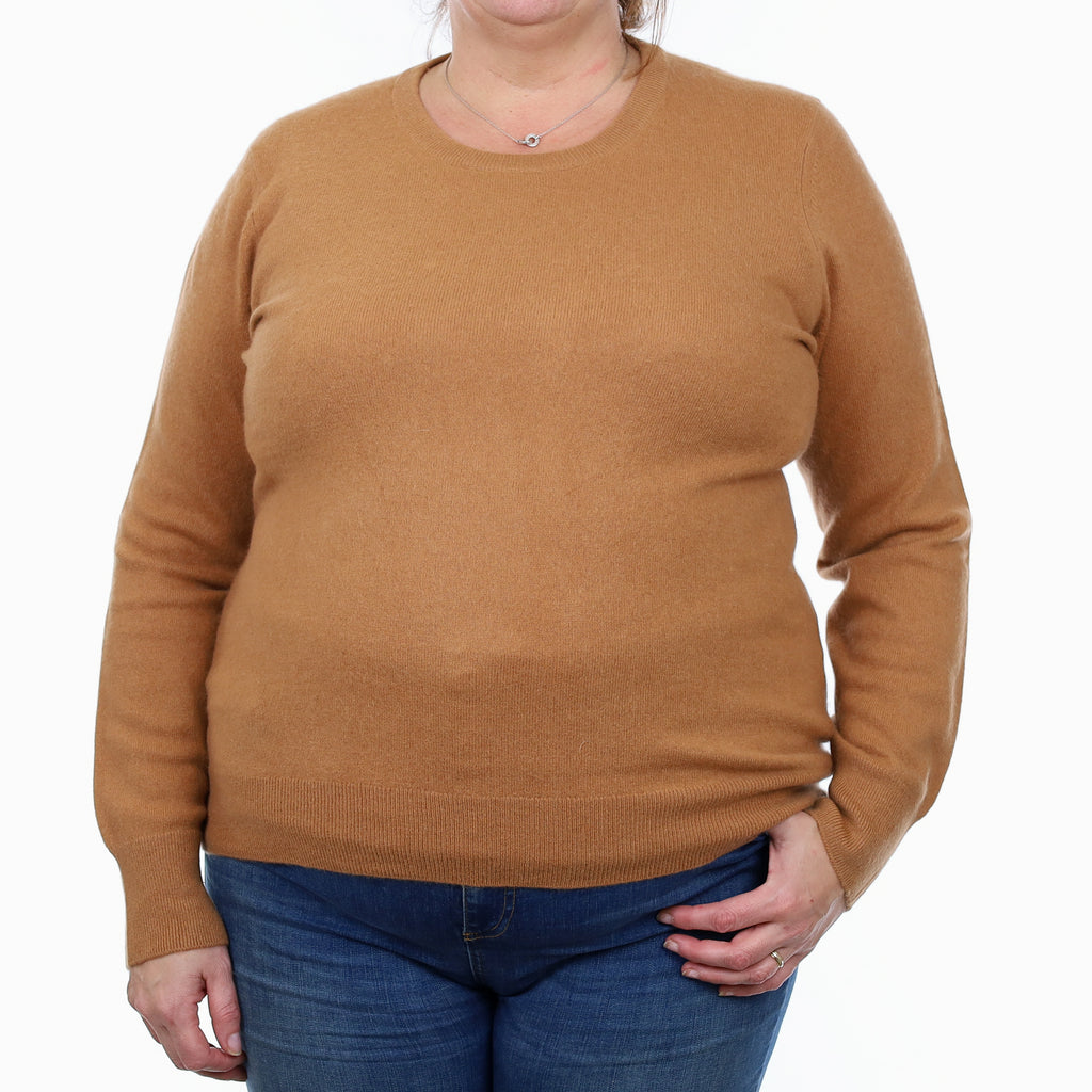 Gingerbread Brown Cashmere Crew Neck Jumper Extra Large