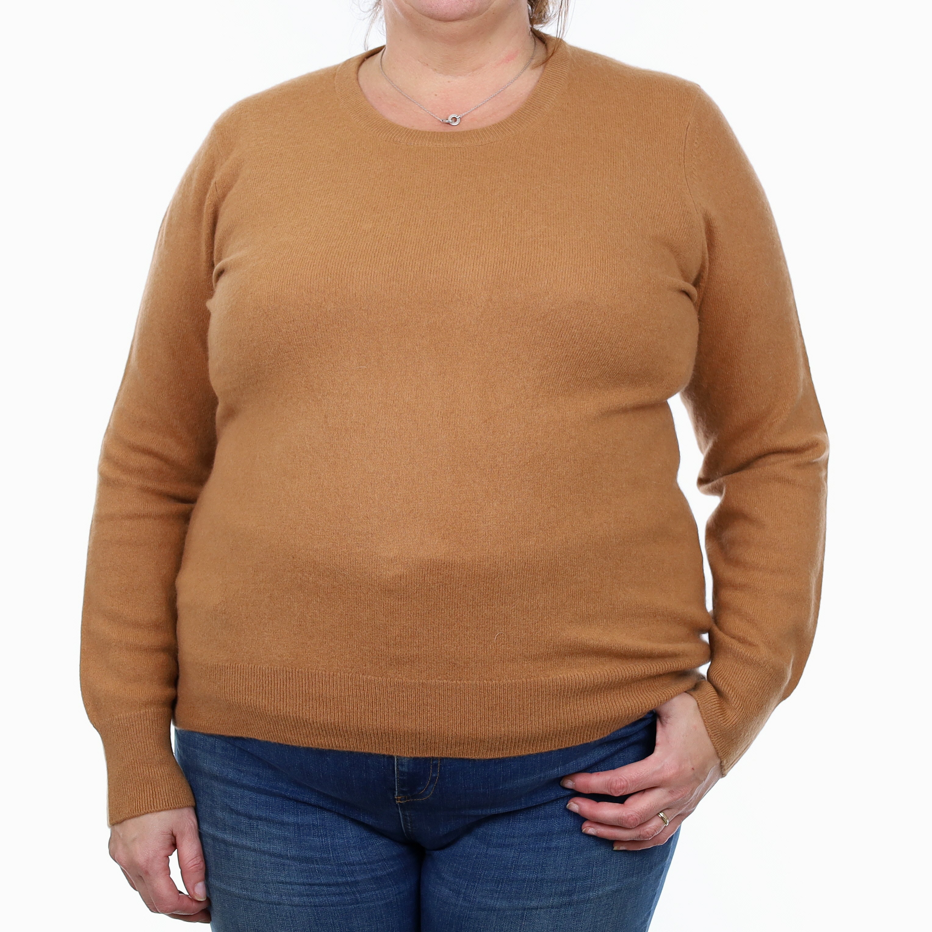 Gingerbread Brown Cashmere Crew Neck Jumper Extra Large