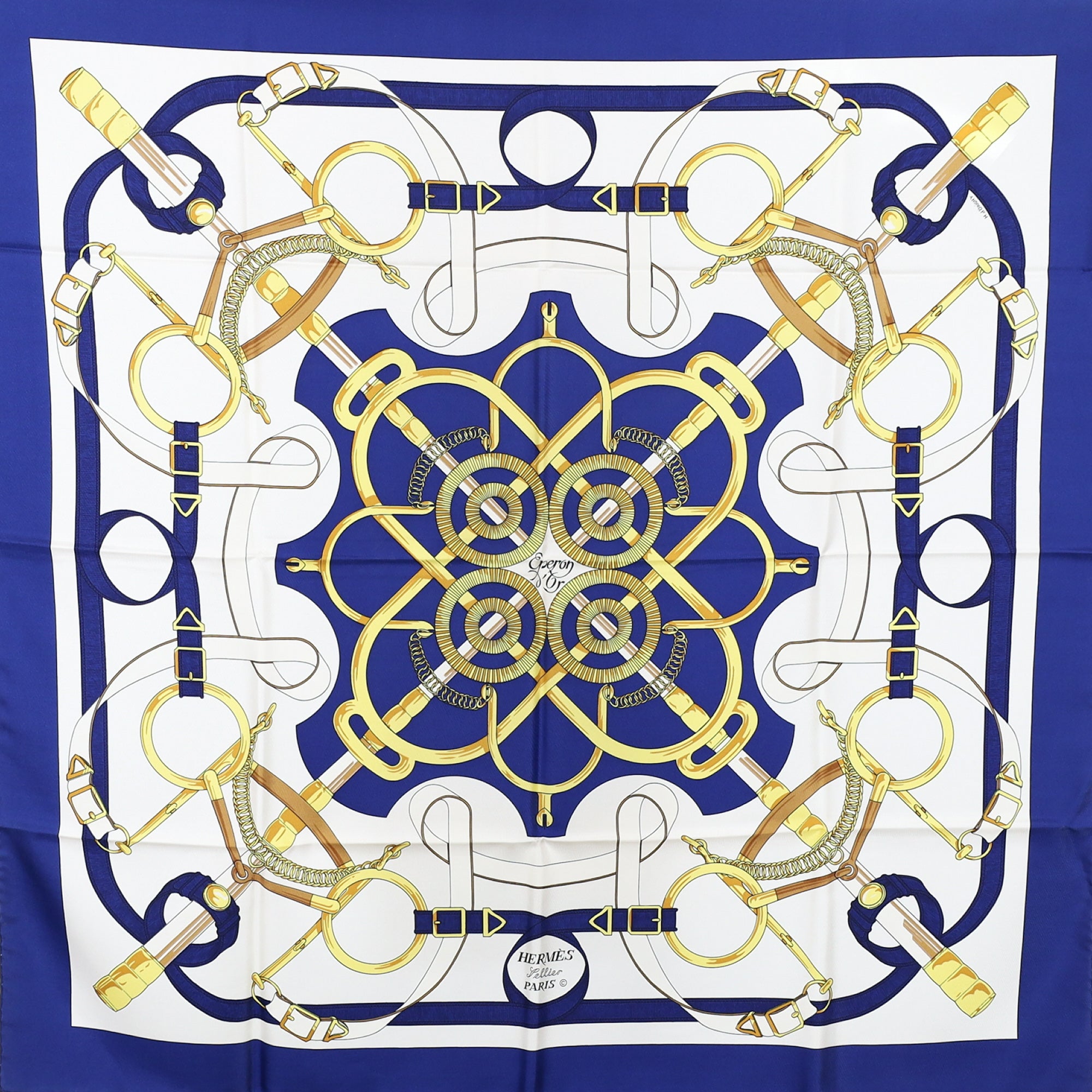 Brand New Boxed Hermès Eperon D’Or Silk Scarf