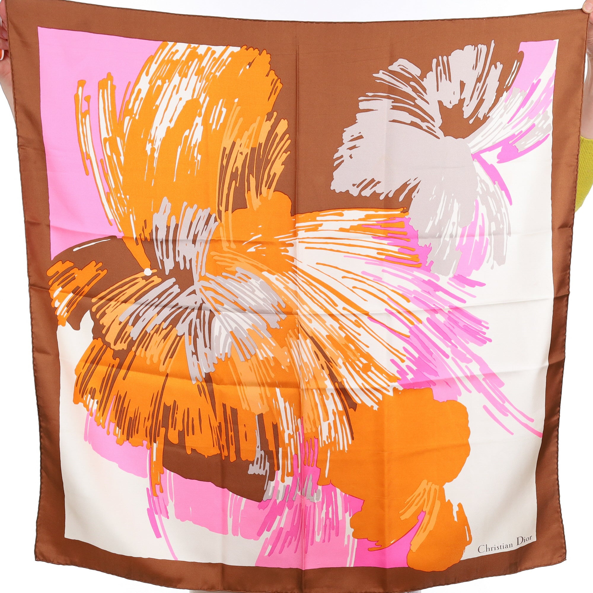 1970’s Christian Dior Abstract Floral Vintage Silk Scarf