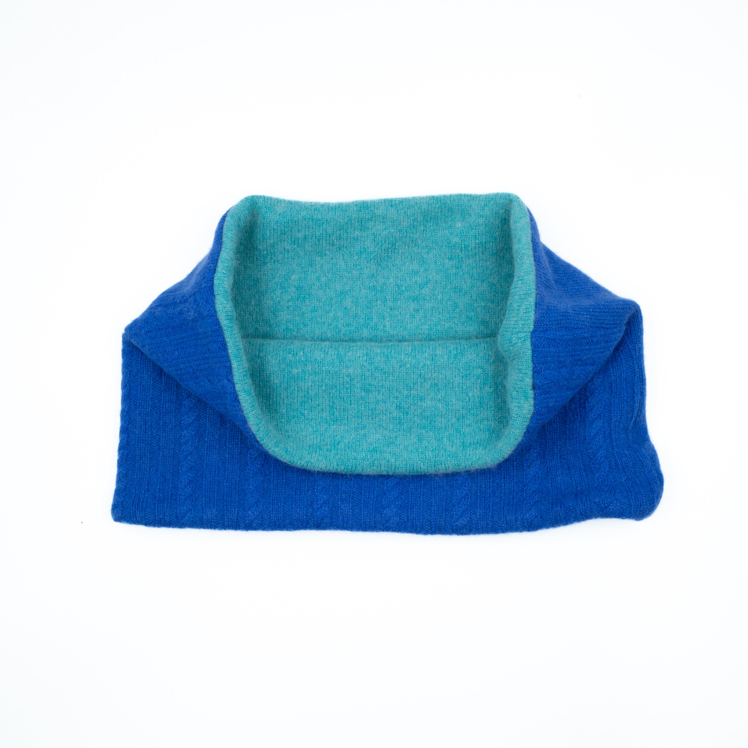 Colbalt Cable Front and Aqua Blue Neck Warmer