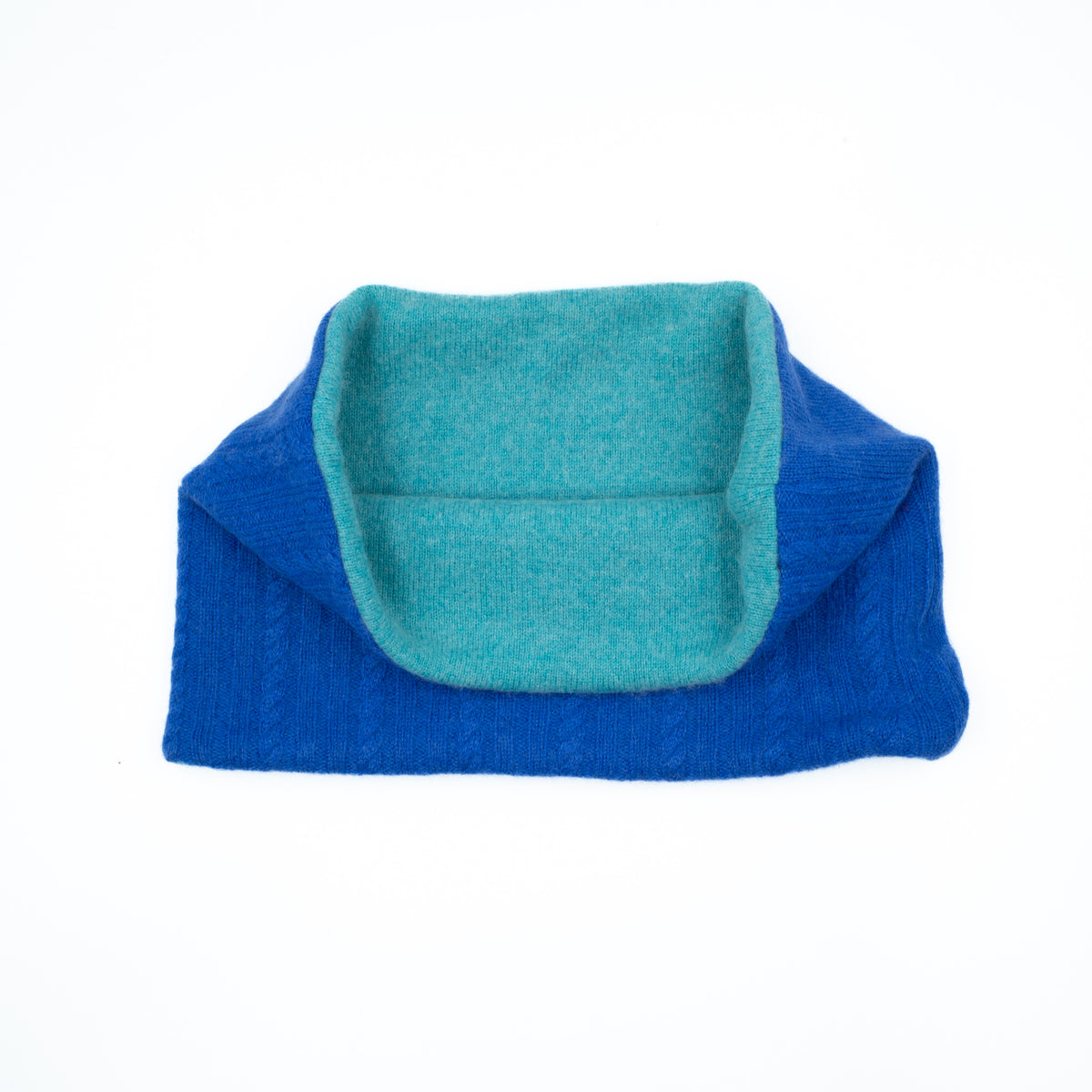 Colbalt Cable Front and Aqua Blue Neck Warmer