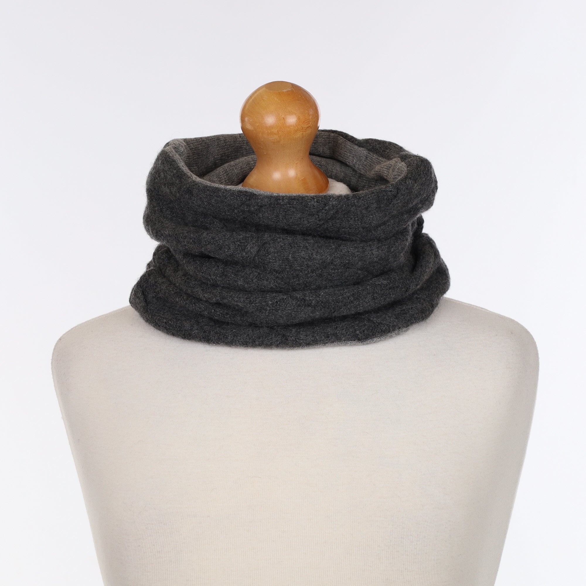Grey Chunky Cable Luxury Double Layered Snood