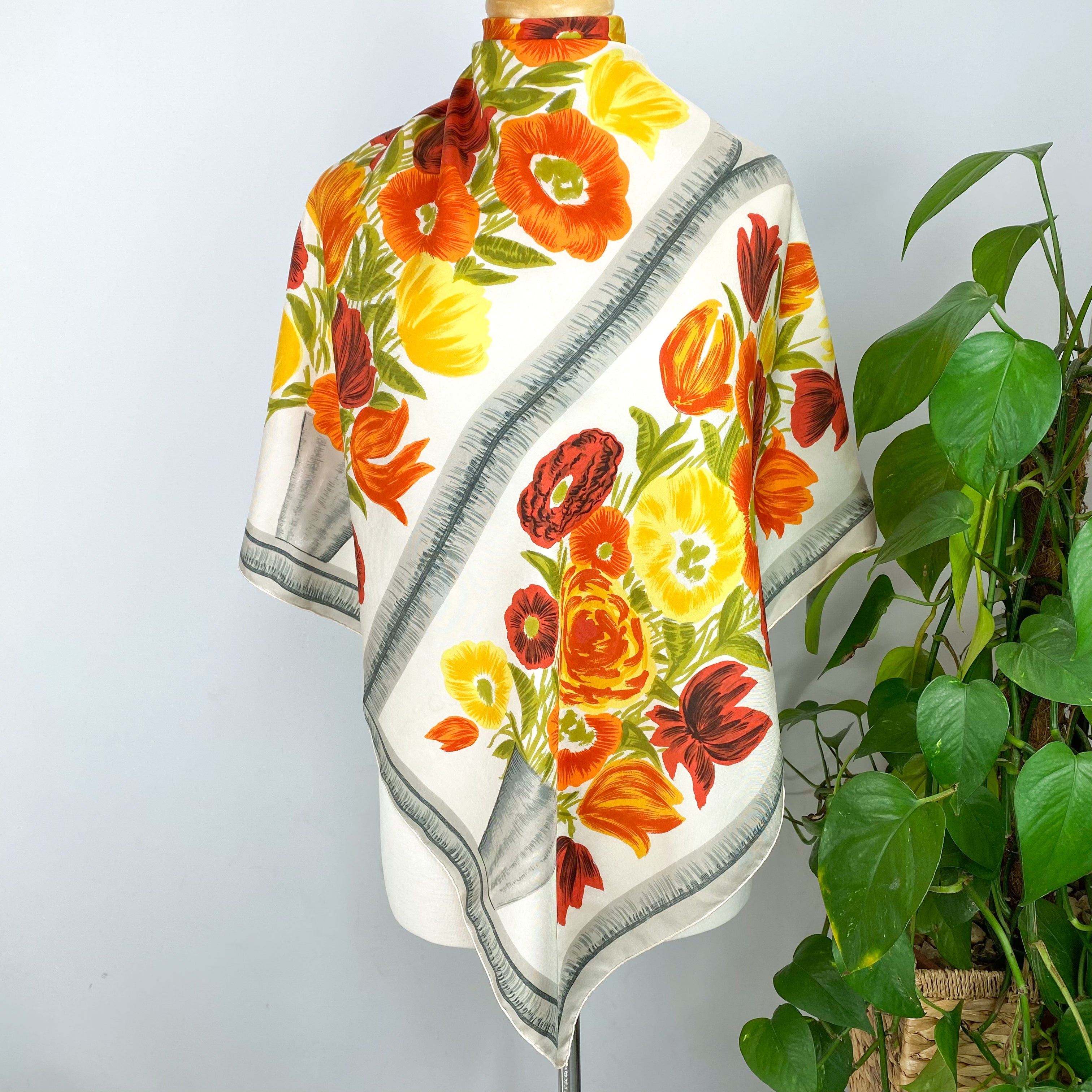 1969s French Floral Vintage Silk Scarf