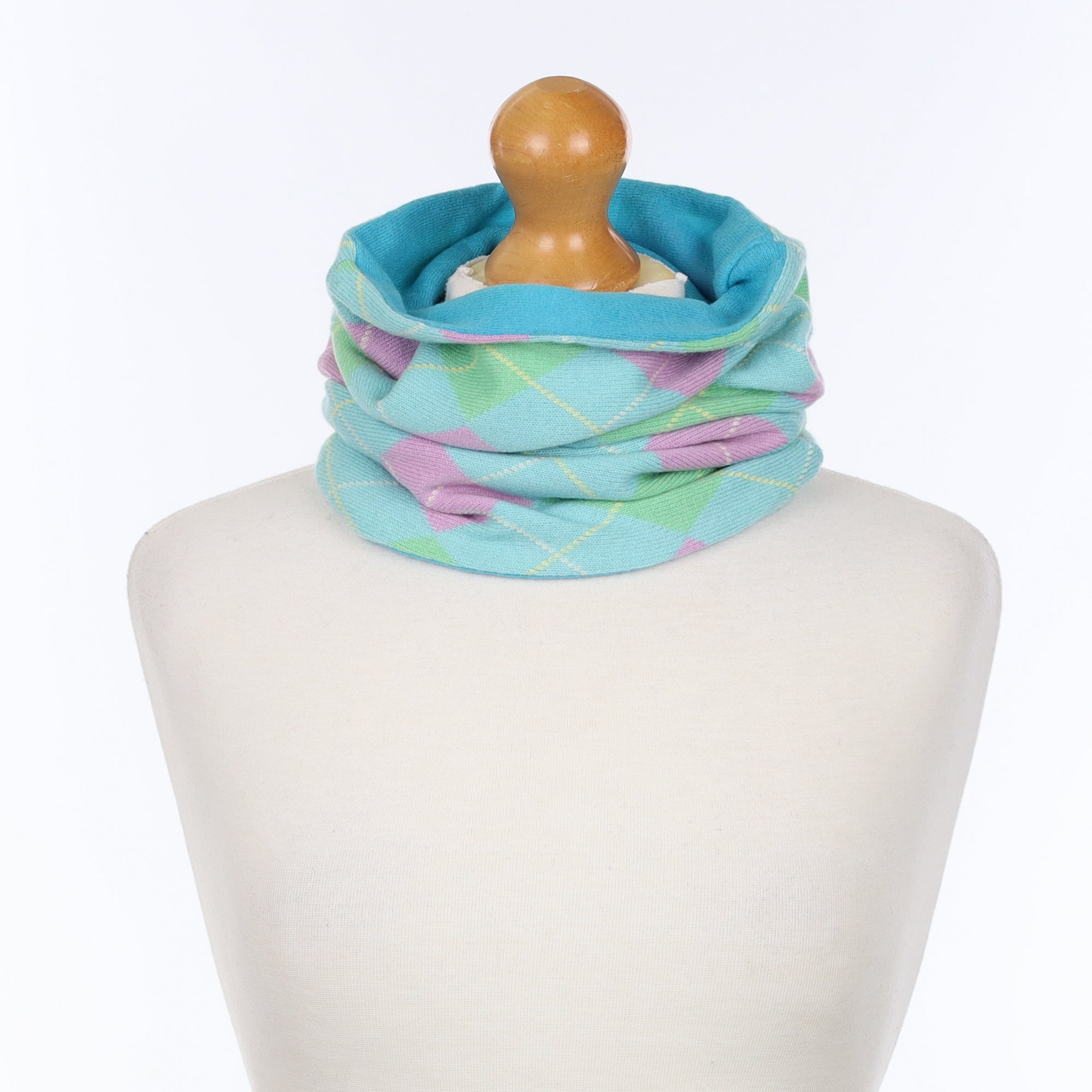 Aqua Diamond Pattern Luxury Double Layered Snood