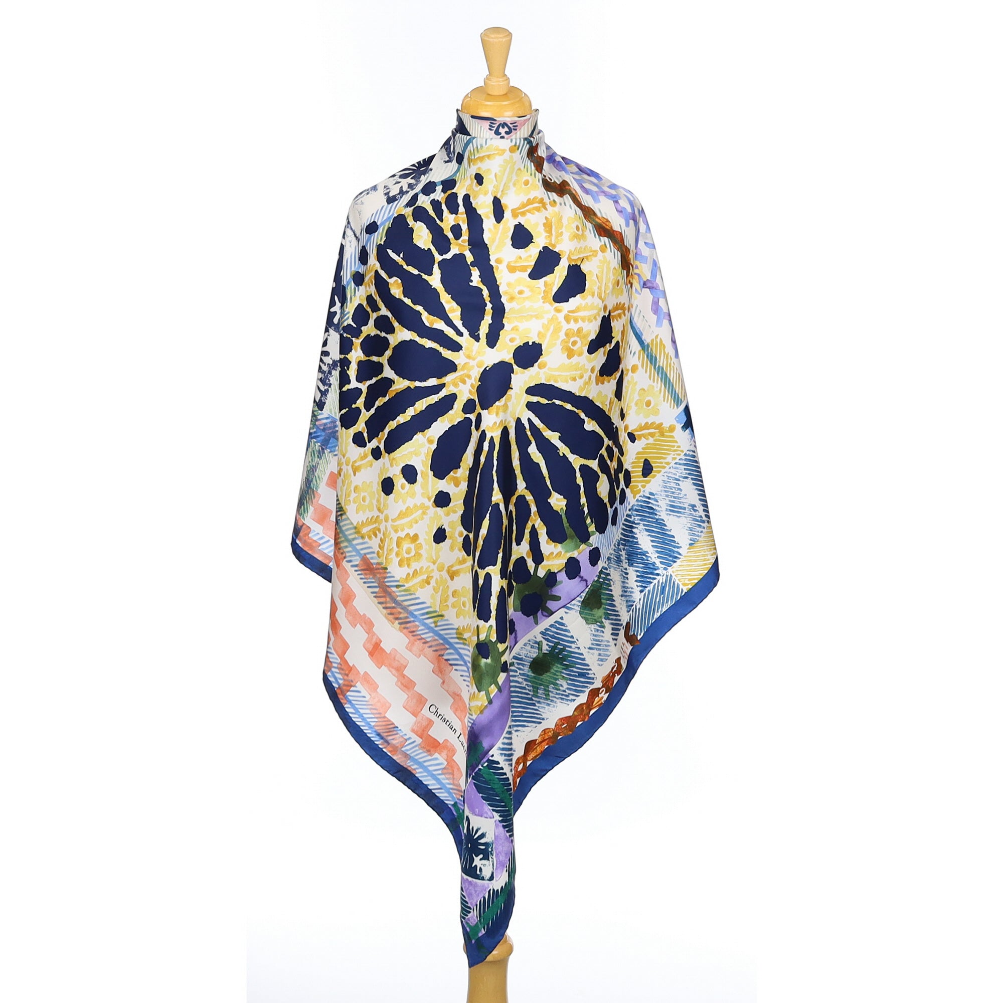 Christain Lacroix Blue Butterfly Silk Scarf