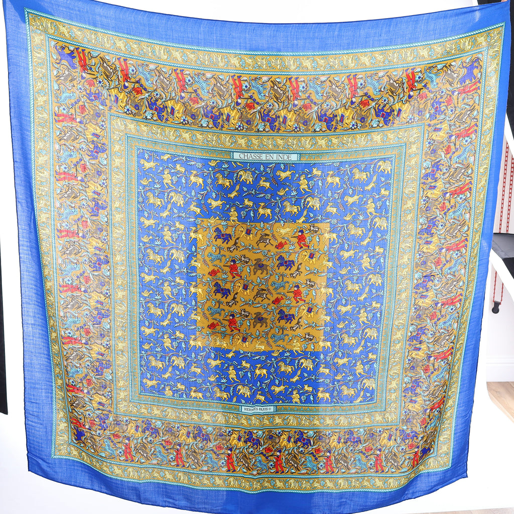Brand New Hermès Chasse En Inde Cashmere Blend Scarf