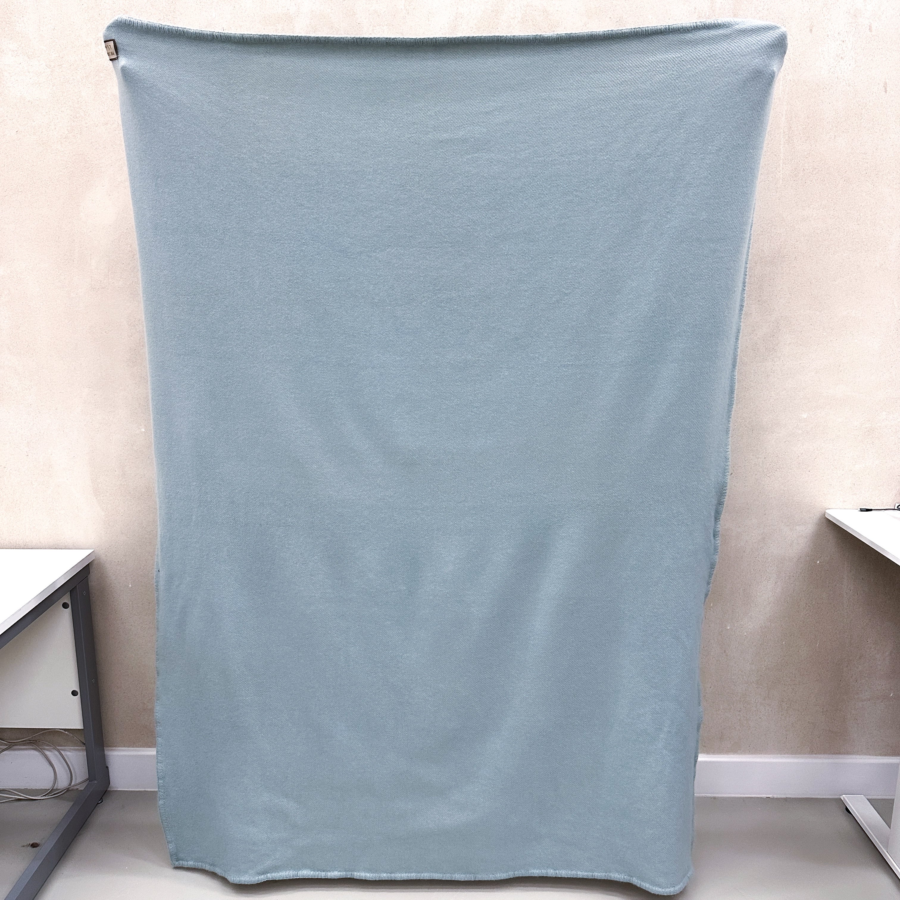 Duck Egg Blue and Cream Cashmere Blanket