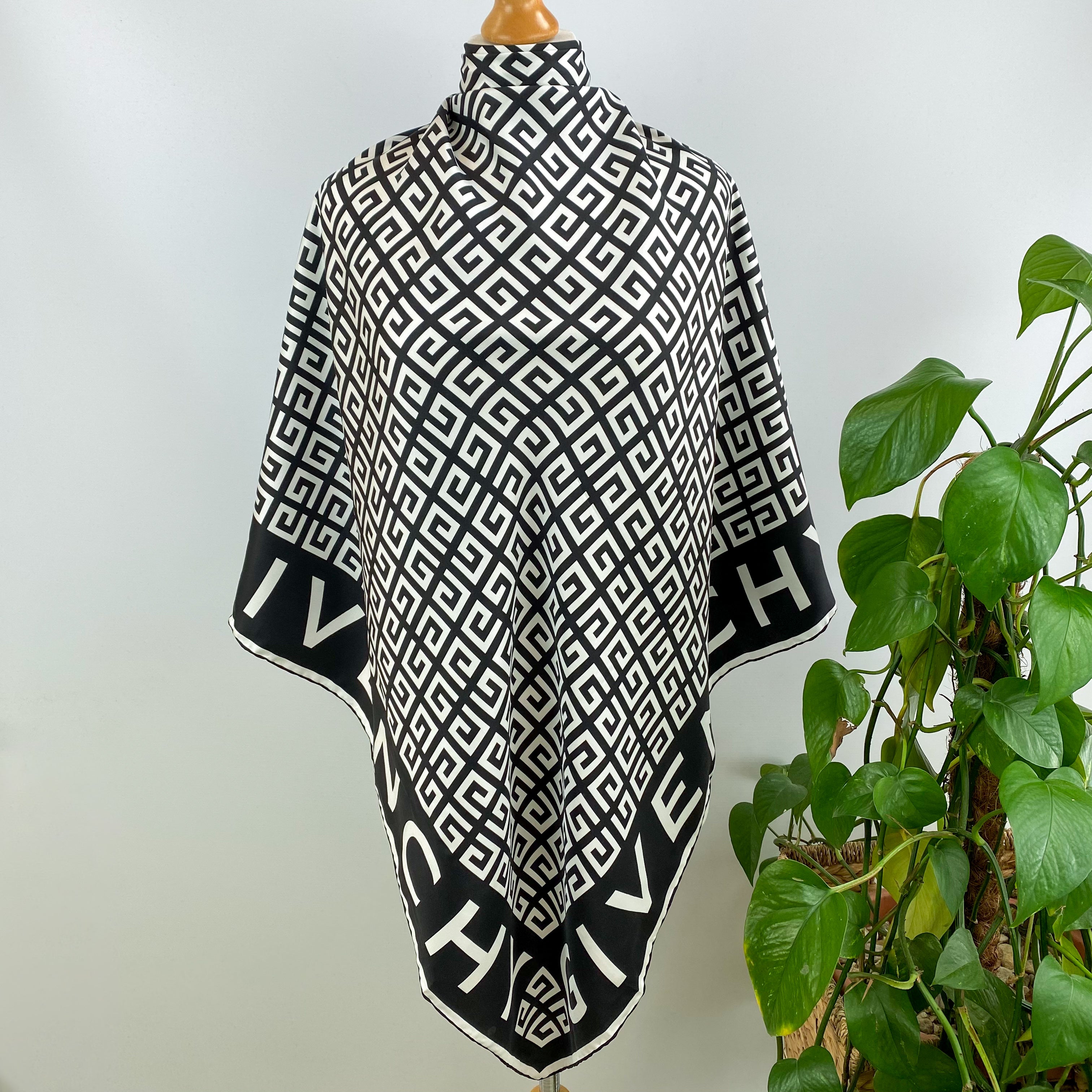 Immaculate Givenchy Monochrome Silk Scarf