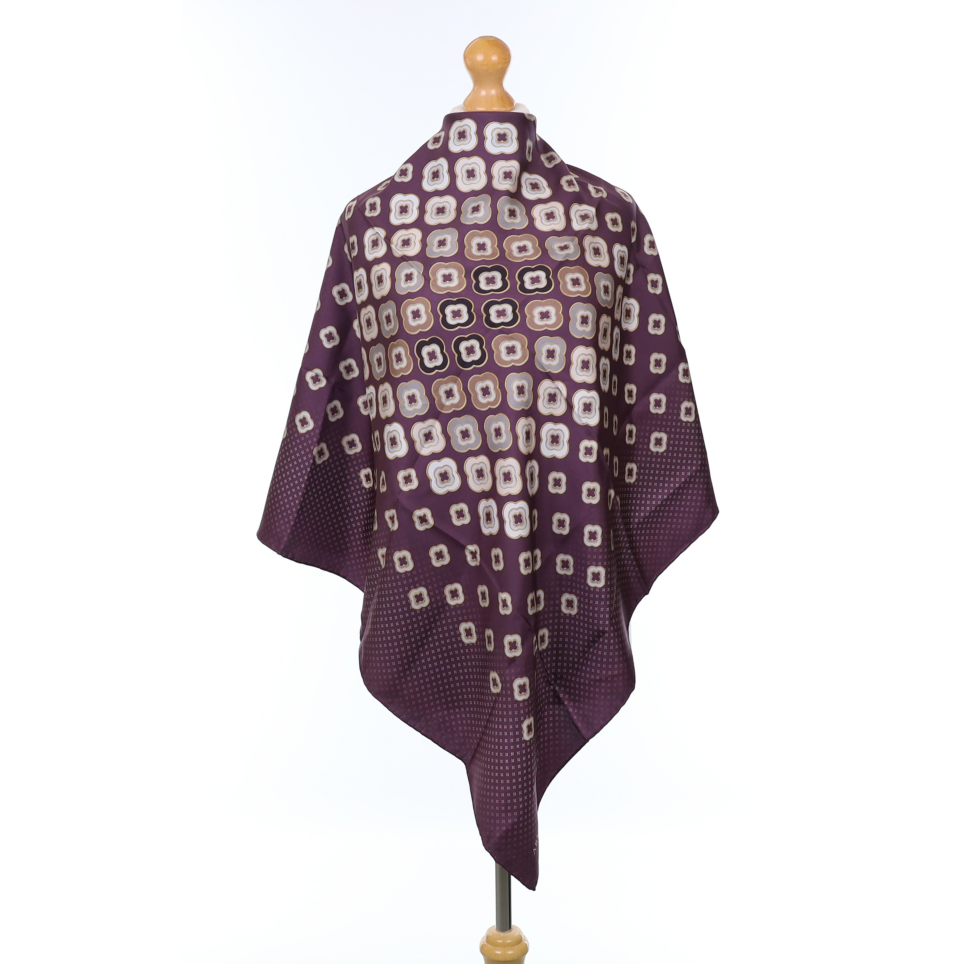 Brand New Purple Quatrefoil Silk Scarf