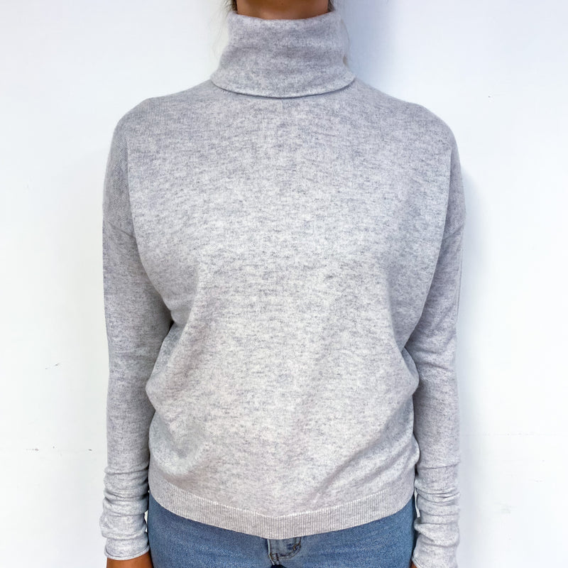 Cos Mist Grey Slouchy Cashmere Polo Neck Jumper Small