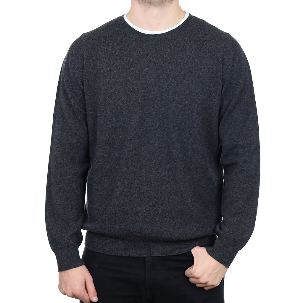 Men’s Brand New Scottish Graphite Grey Cashmere Crew Neck Jumper XL