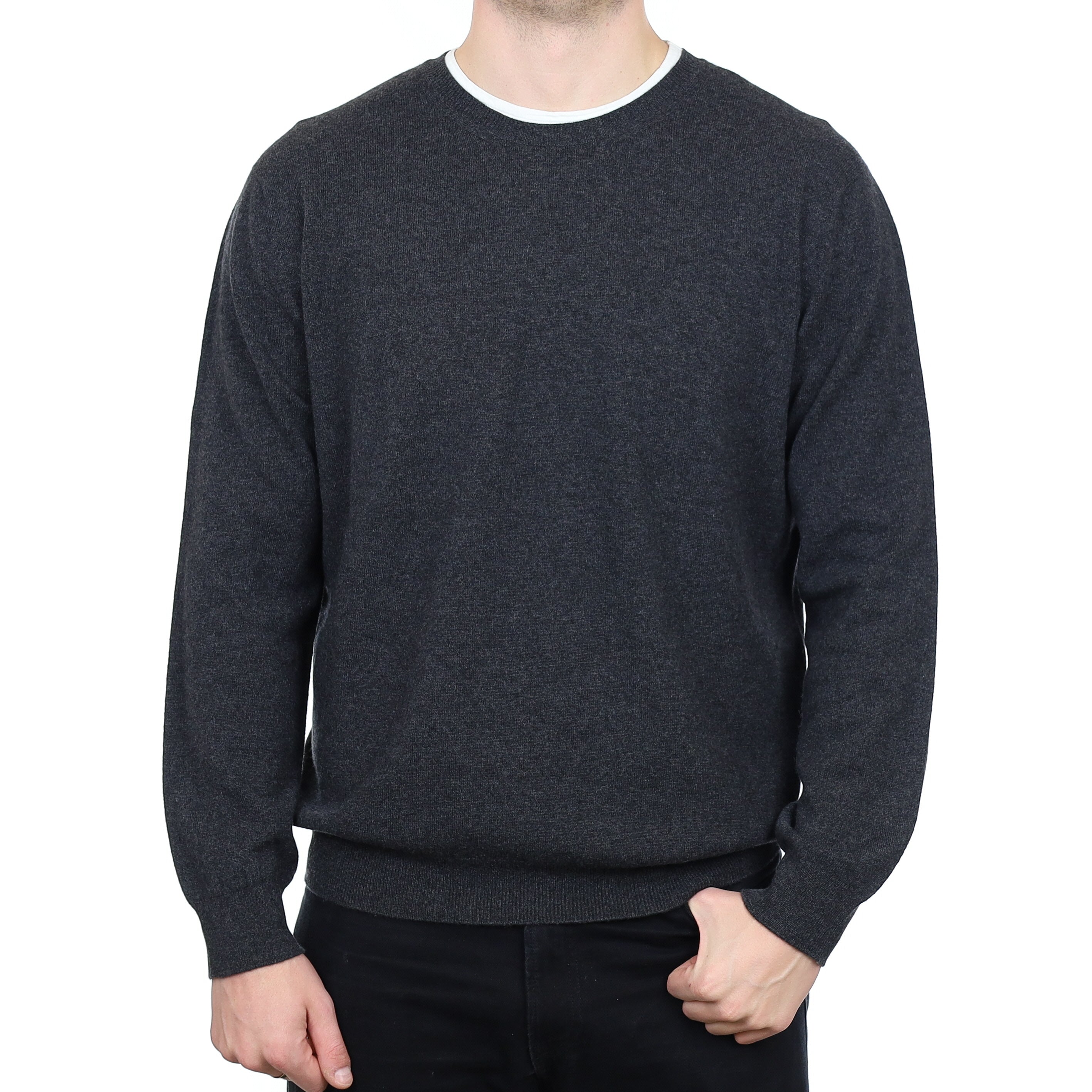 Men’s Brand New Scottish Graphite Grey Cashmere Crew Neck Jumper XL