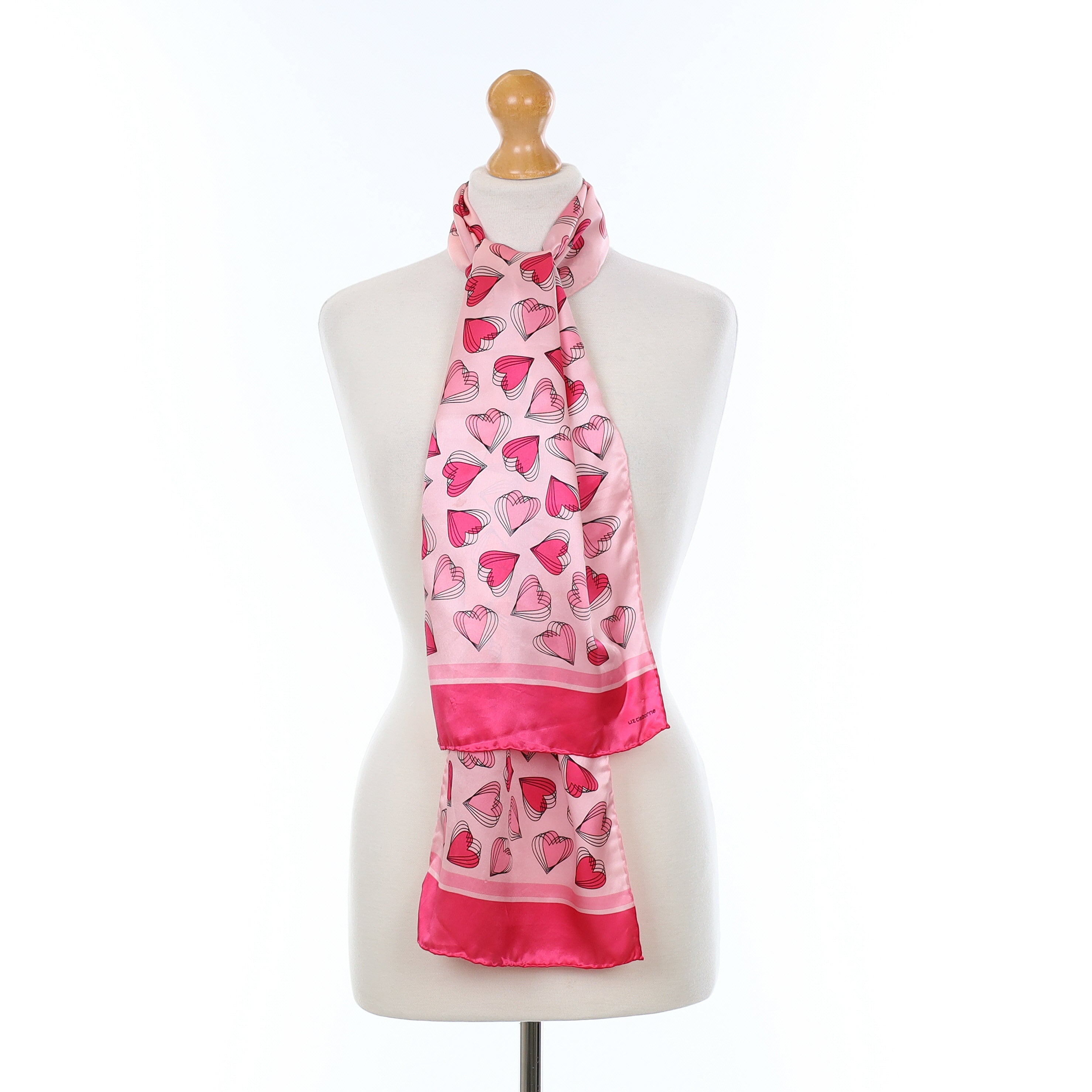 Pink Love Heart Silk Scarf