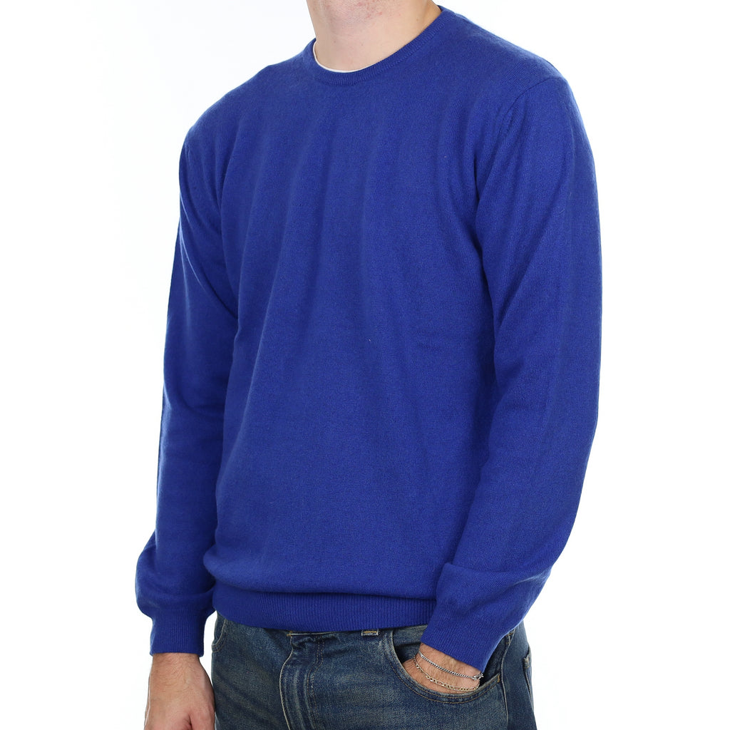 Men’s Royal Blue Cashmere Crew Neck Jumper Large