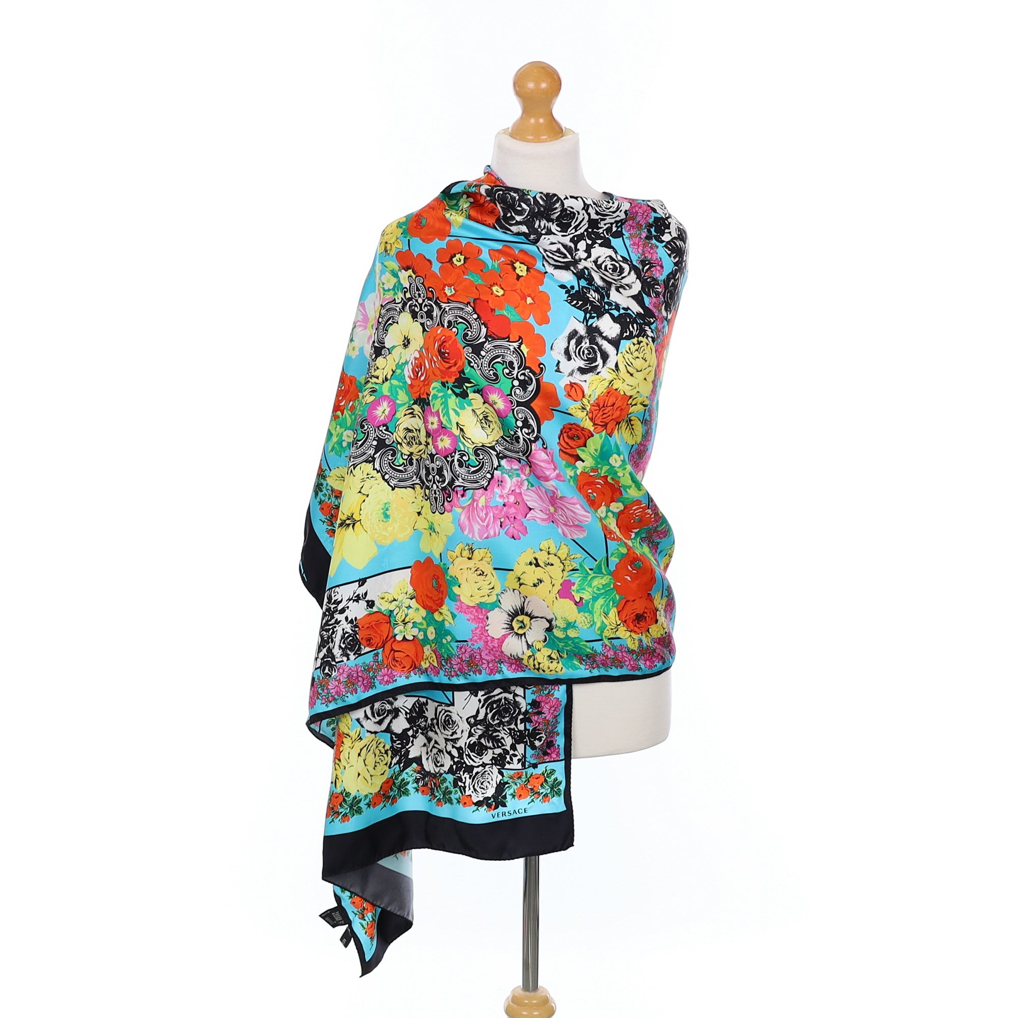 Brand New Versace Multicoloured Floral Silk Wrap