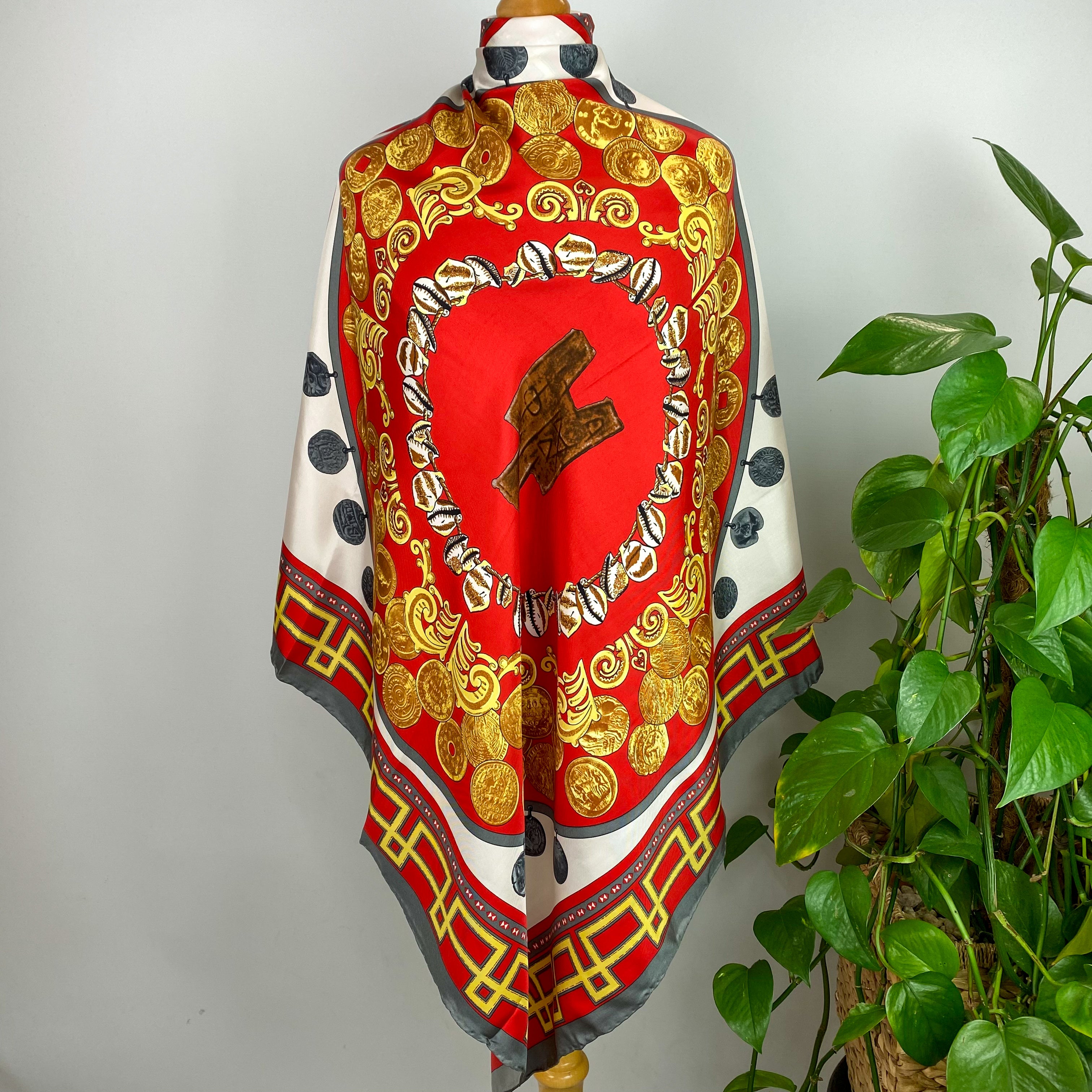 British Museum Red Design Silk Scarf
