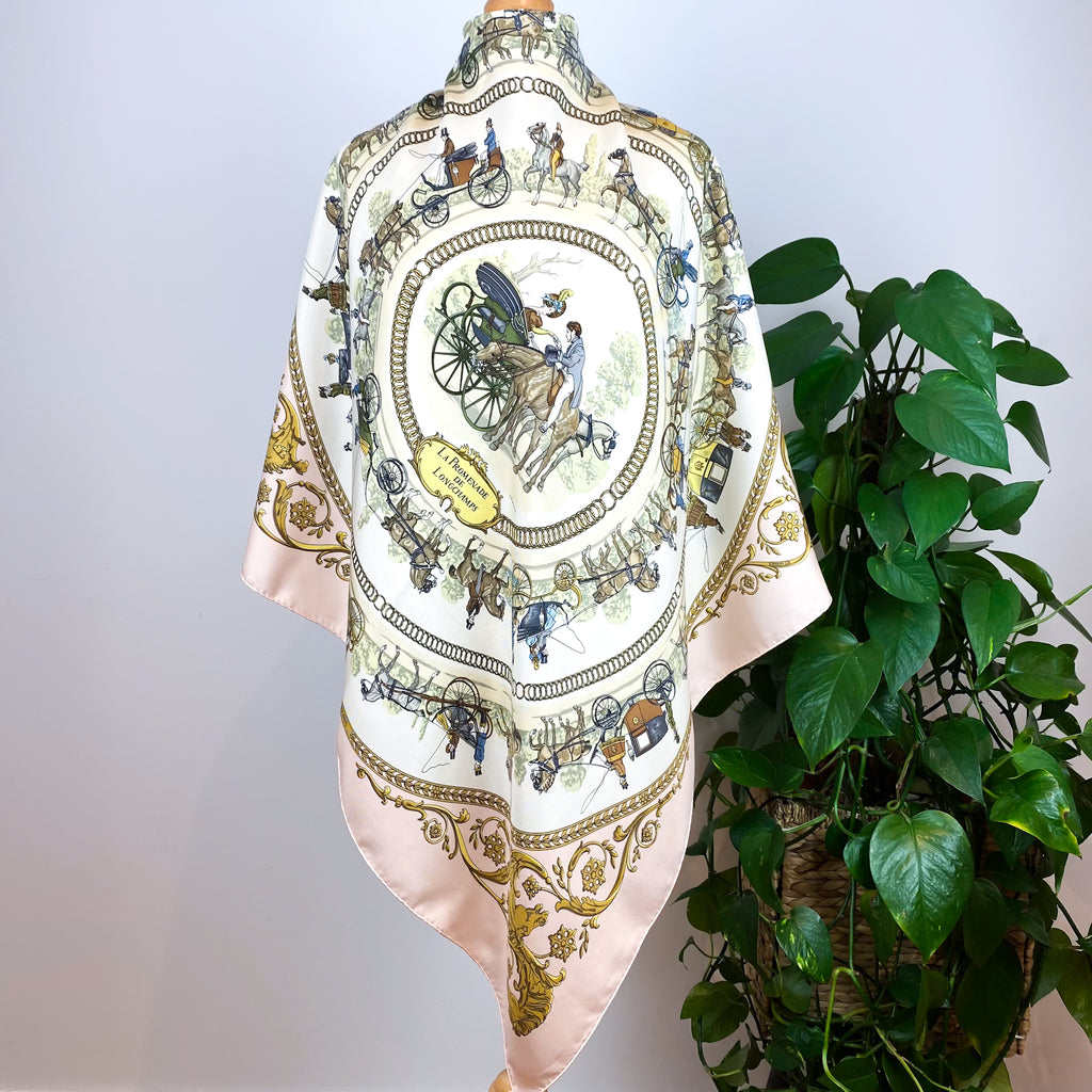 Boxed Hermes La Promenade De Longchamps Silk Scarf