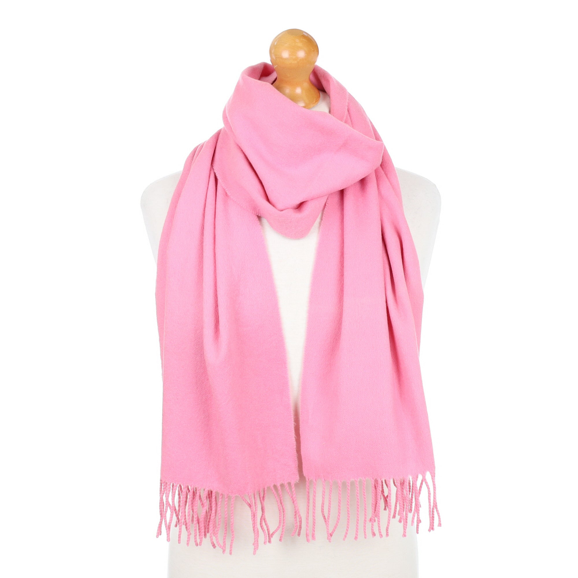 Sugar Mouse Pink Fringed Cashmere Woven Scarf