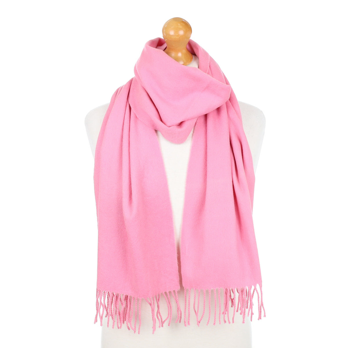 Sugar Mouse Pink Fringed Cashmere Woven Scarf