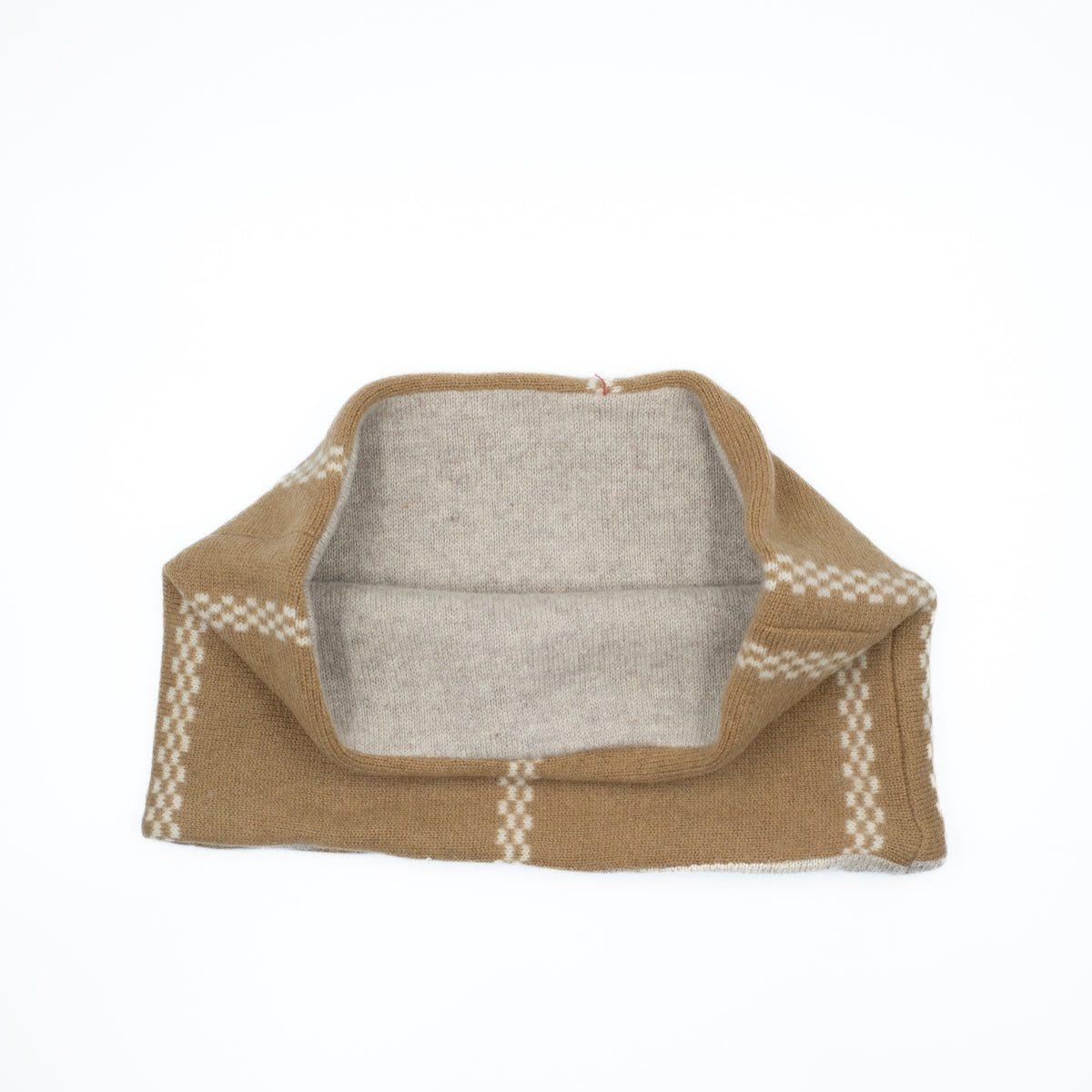 Camel Check and Grey Neck Warmer