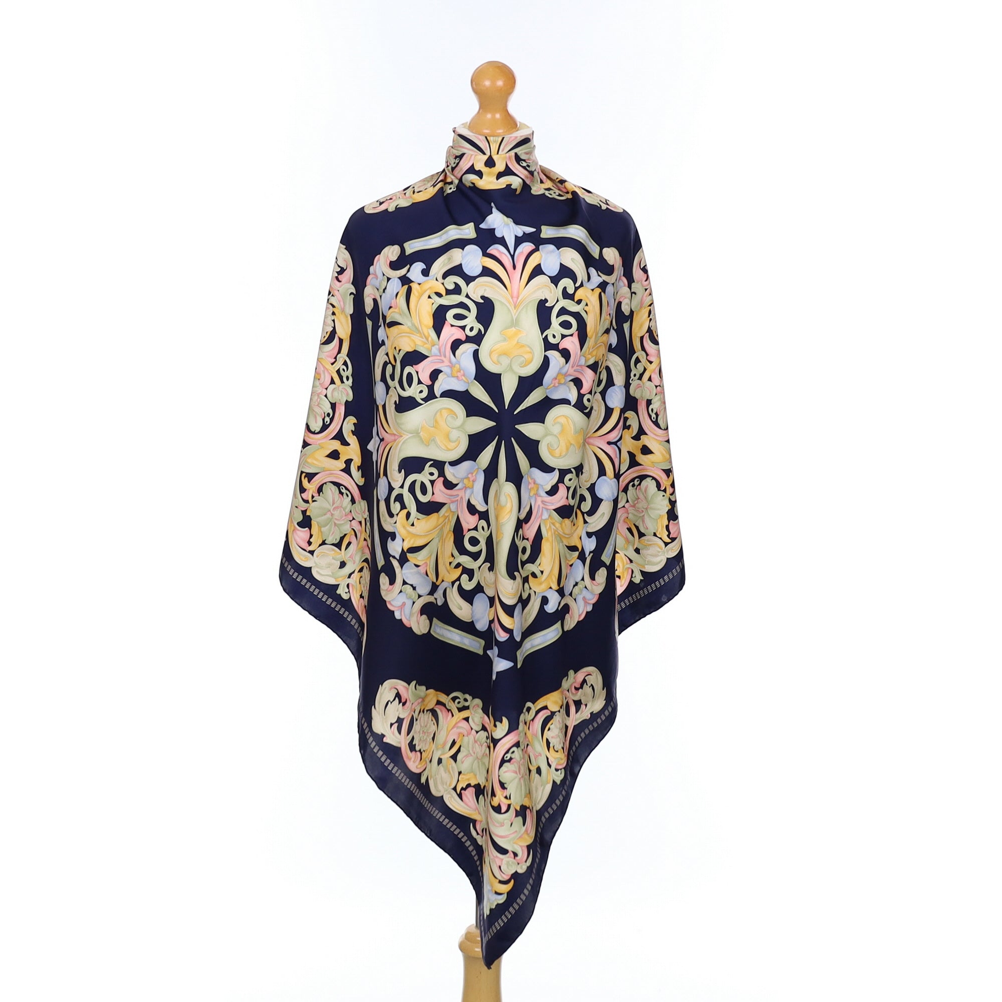 Loewe Navy Blue Floral Silk Scarf