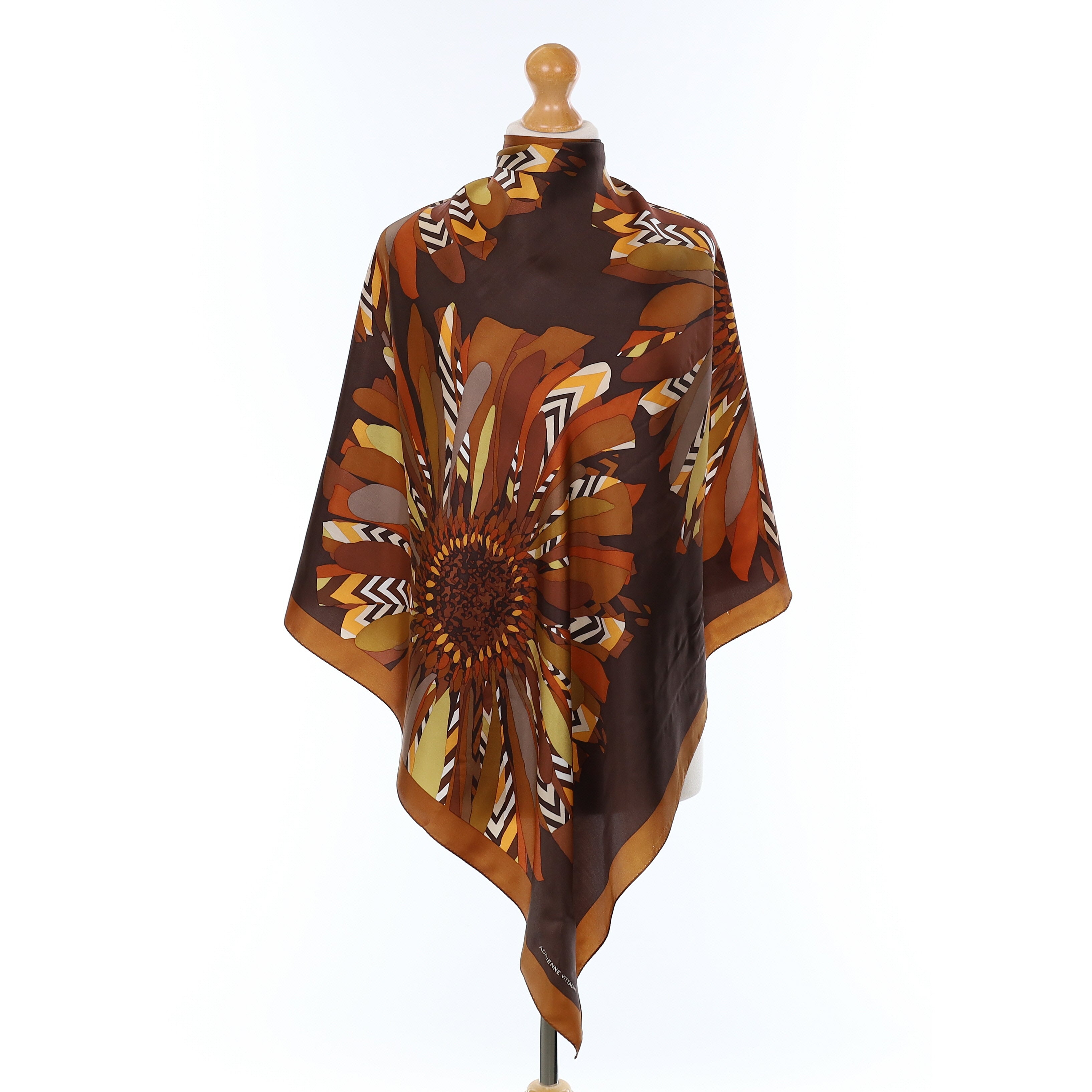 Brown Floral Silk Scarf