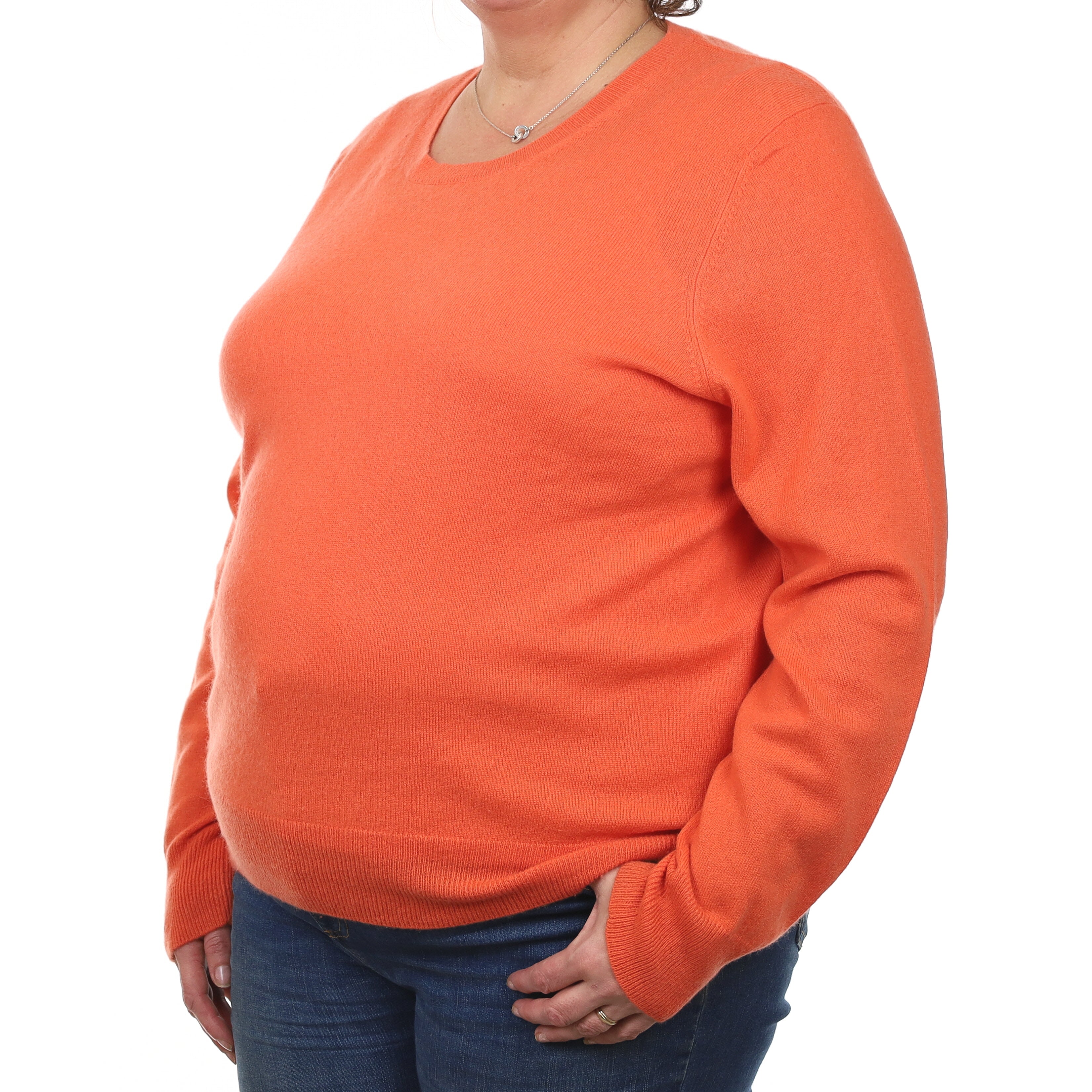 Sunset Orange Cashmere Crew Neck Jumper XXL